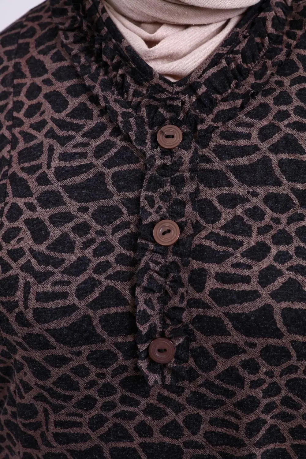 Kadin Gunluk Elbise Tesettur Leopar Desenli Buyuk Beden Elbise