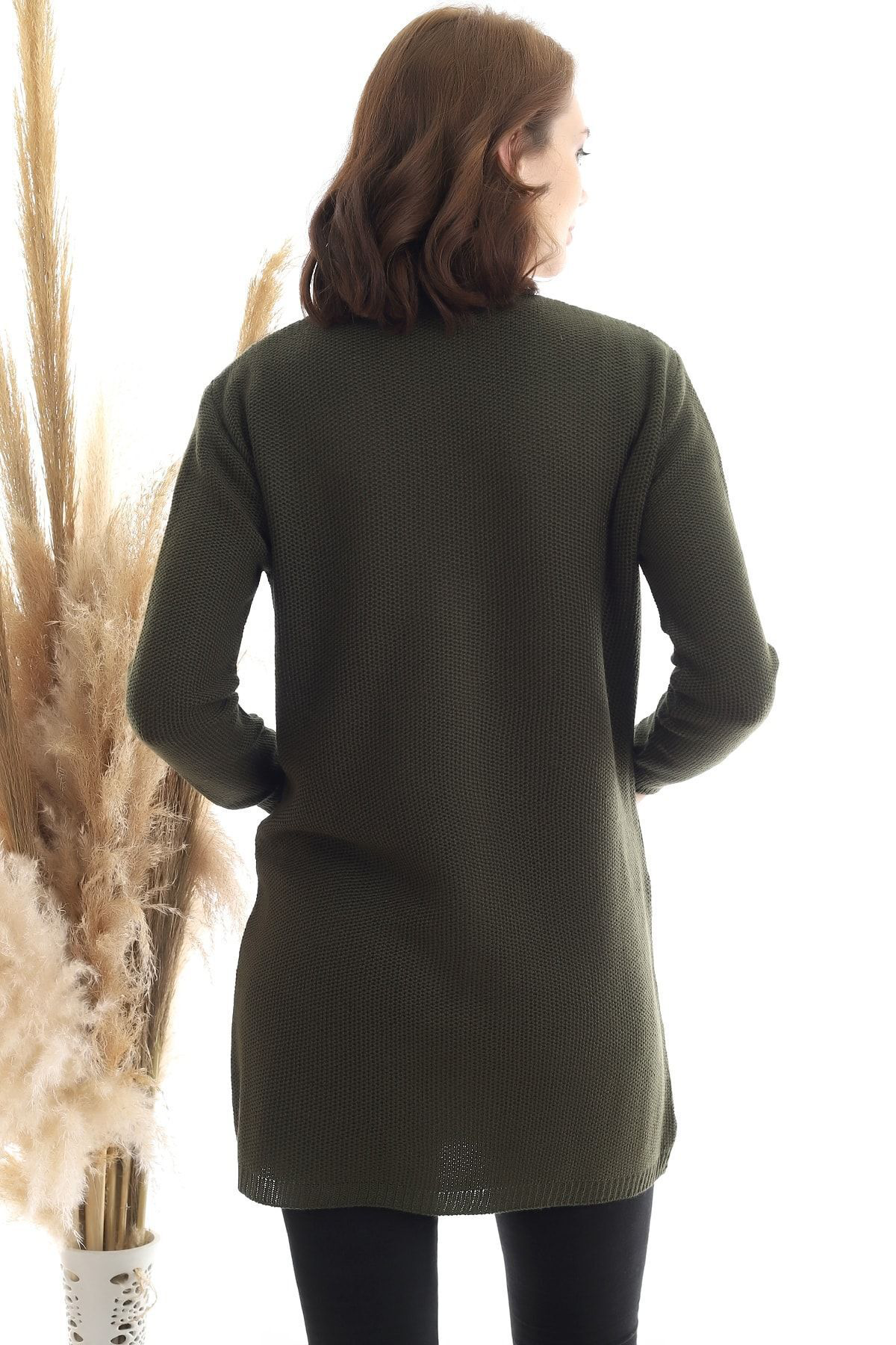 Dreamlike Kadın Hardal Kanguru Cep Triko Hırka