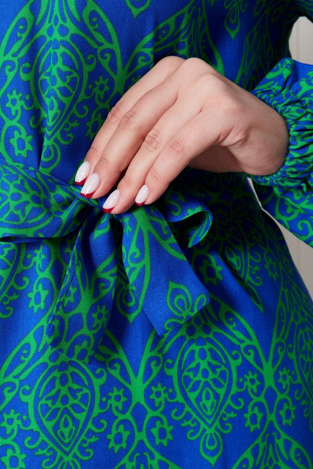 Kadin Hakim Yaka Buyuk Beden Elbise Tesettur Viskon Kumas Pileli