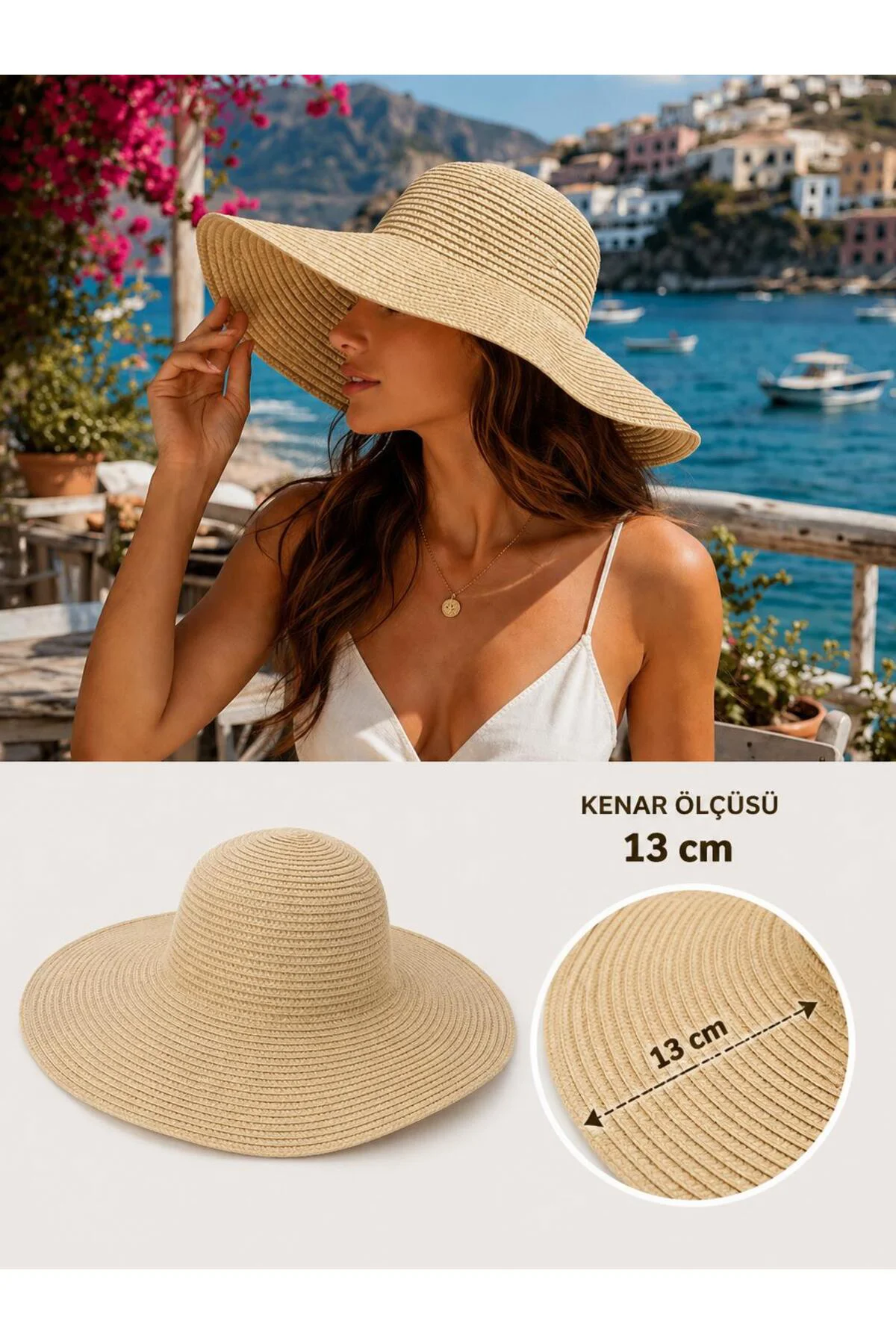 Kadın Hasır Şapka, Geniş Kenarlı Yazlık Plaj Şapkası, UV Korumalı Trend Hasır Şapka, Tatil Şapkası Kadın Hasır Şapka, Geniş Kenarlı Yazlık Plaj Şapkası, UV Korumalı Trend Hasır Şapka, Tatil Şapkası
