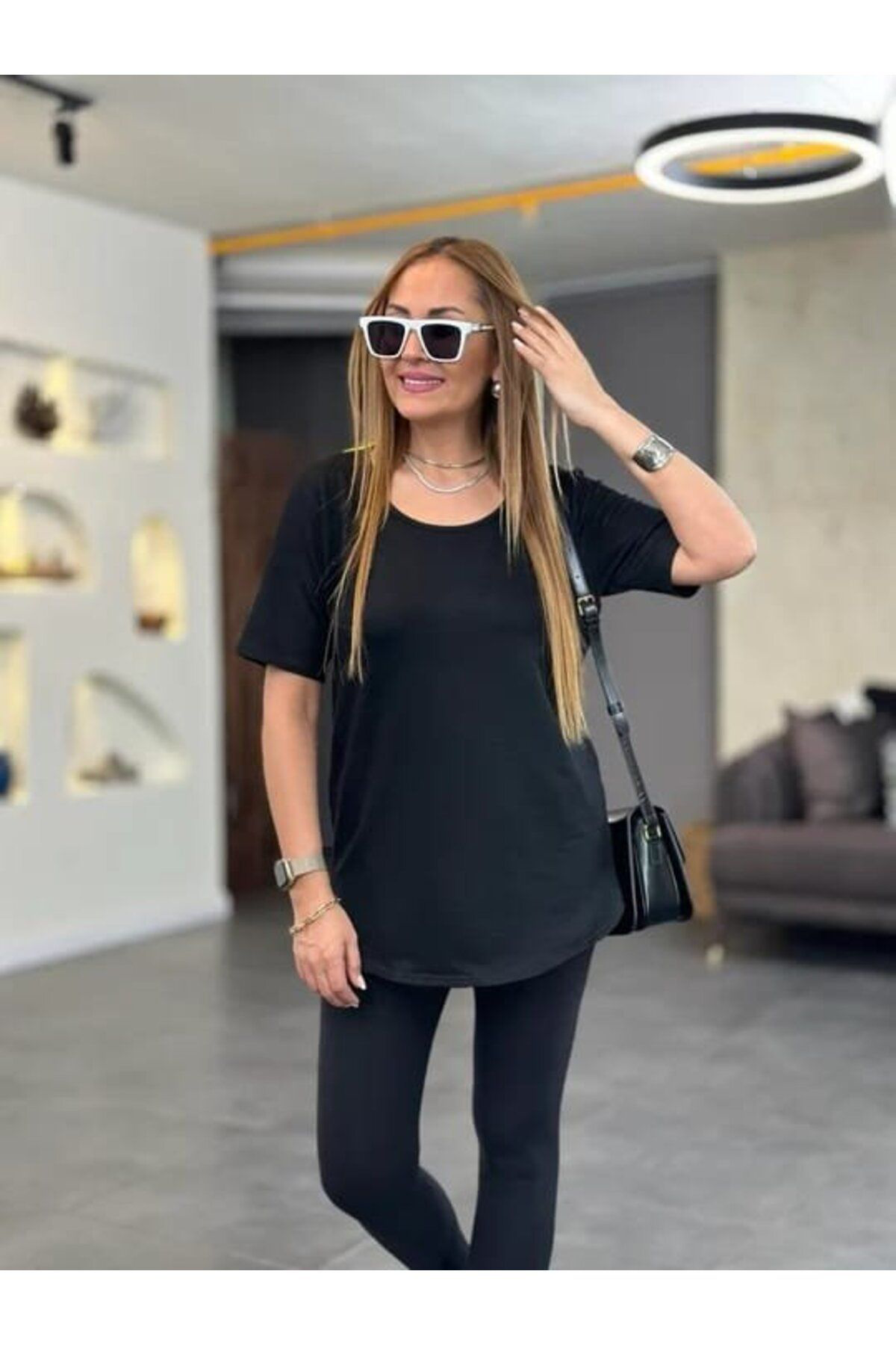 Kadın İki İplik Kumaş Sırt Neon Detay Bluz