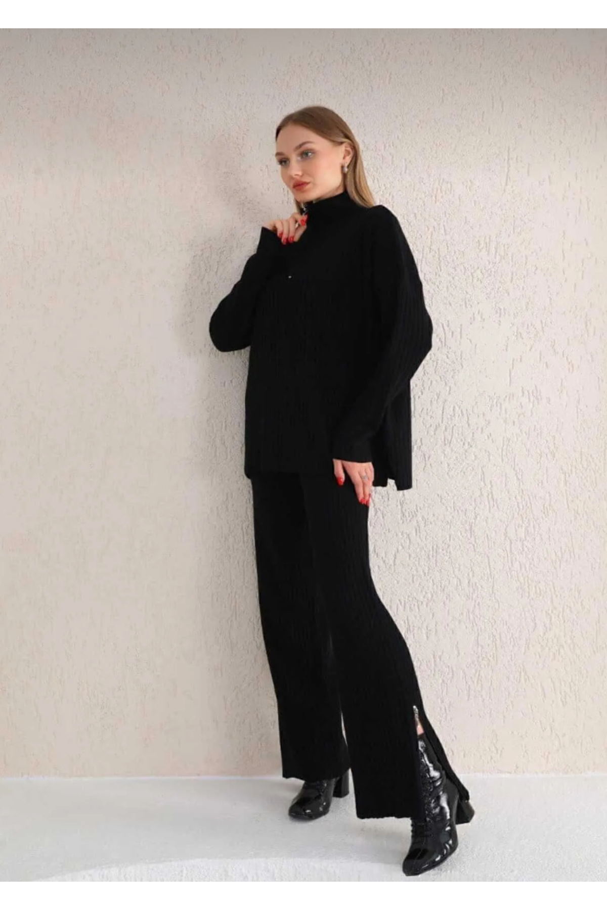 Diğer Marka Kadın İkili Triko Takım Fermuar Detaylı