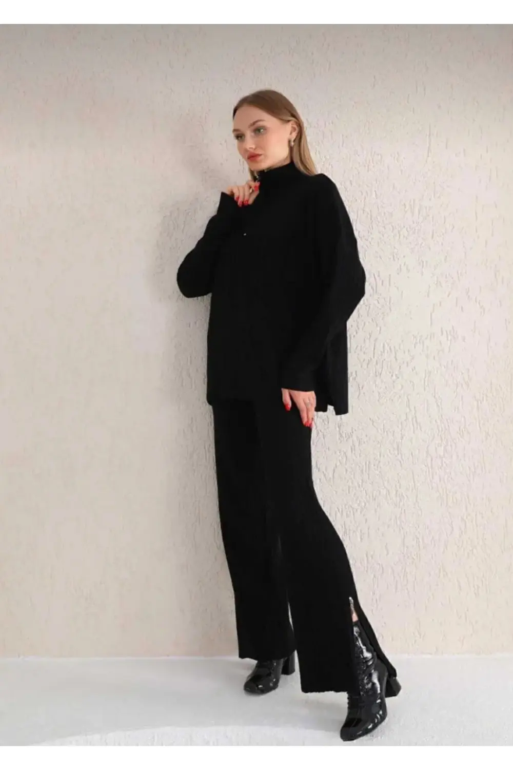 Kadın İkili Triko Takım Fermuar Detaylı