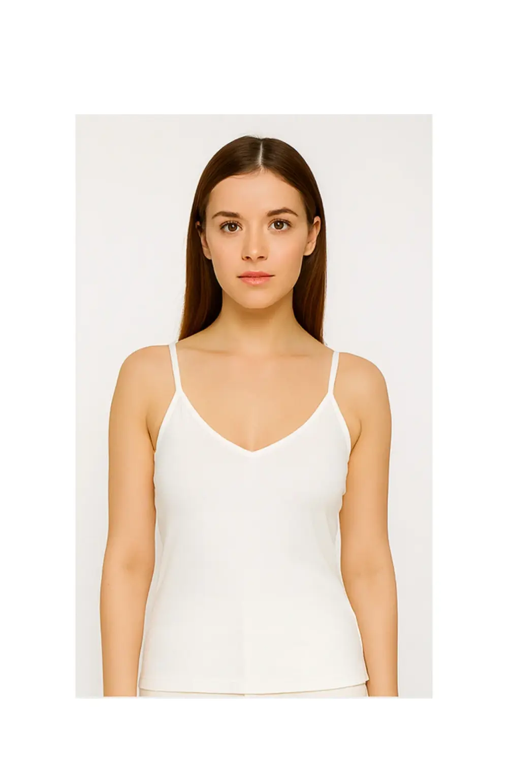 Kadın İp Askılı Atlet Düz Yaka Tek Renk - 4'lü paket BEYAZ