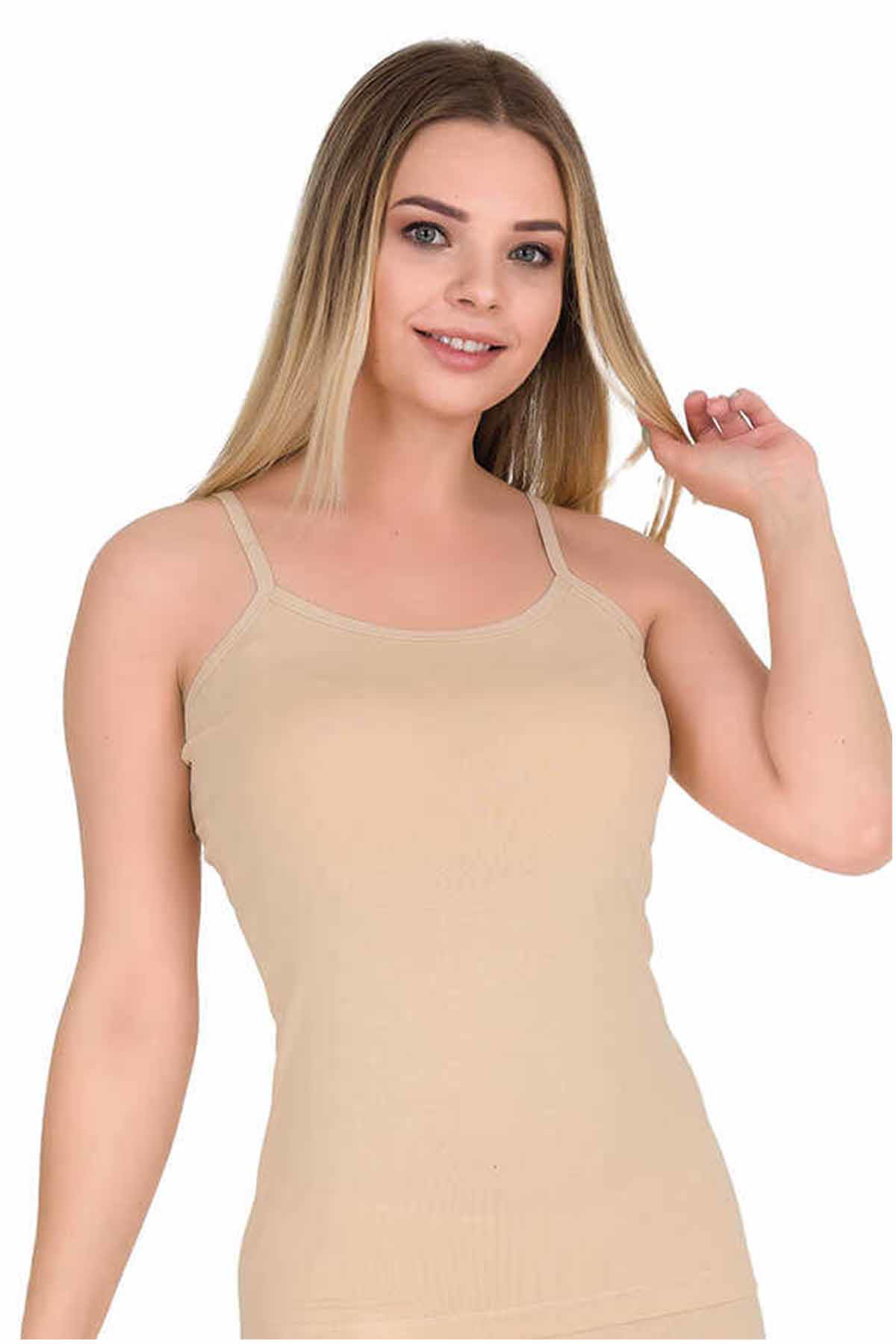 Just Cheap Store Kadin İp Askili Pamuk Likrali Atlet Ten 2128B
