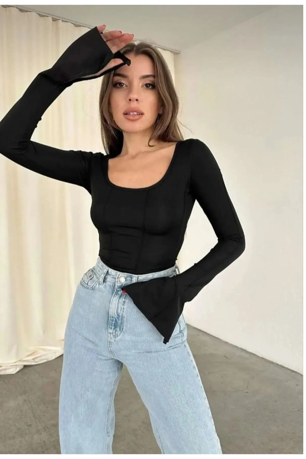 kadın Ispanyol Kol Basic Crop Top