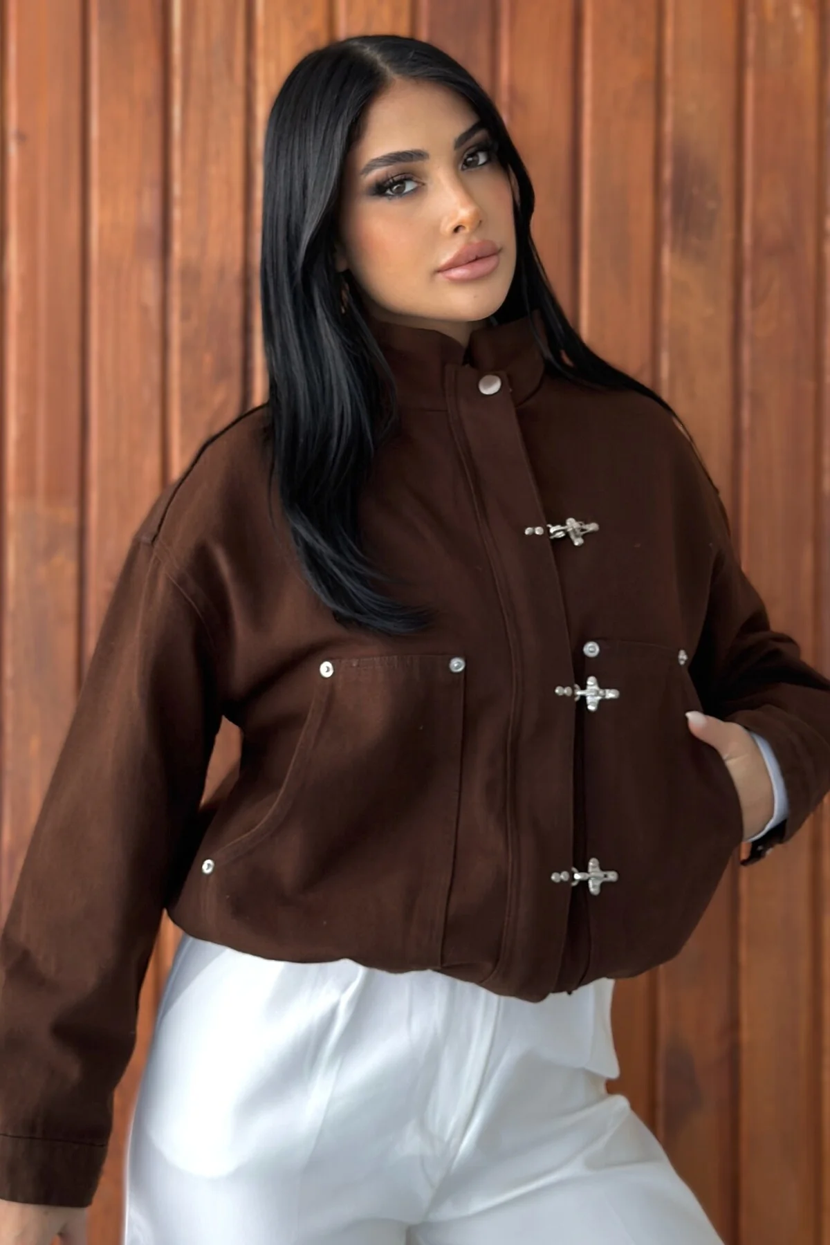 Kadın Japon Ceket ZR Yeni Sezon Metal Süslü Düğmeli Oversize Relaxed Fit Bomber Ceket Fiyatı, Yorumları ve Özellikleri