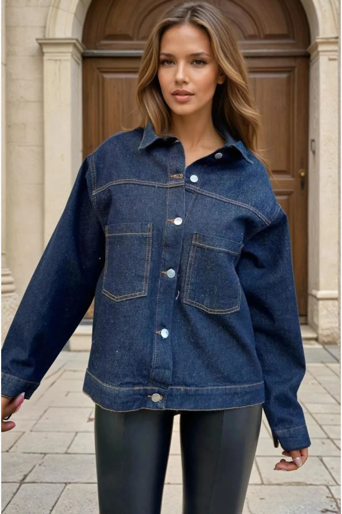Kadın Jean Ceket Mont-Kalın Kot-Cepli-Salaş-KT002484 KT002484