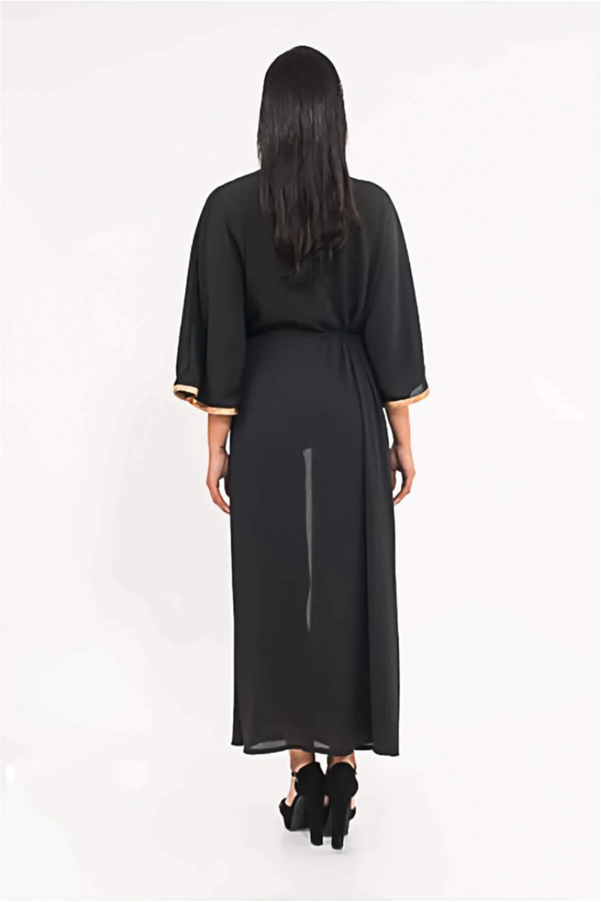 Kadın Judy Maxi Kimono Pareo Plaj Elbisesi Siyah