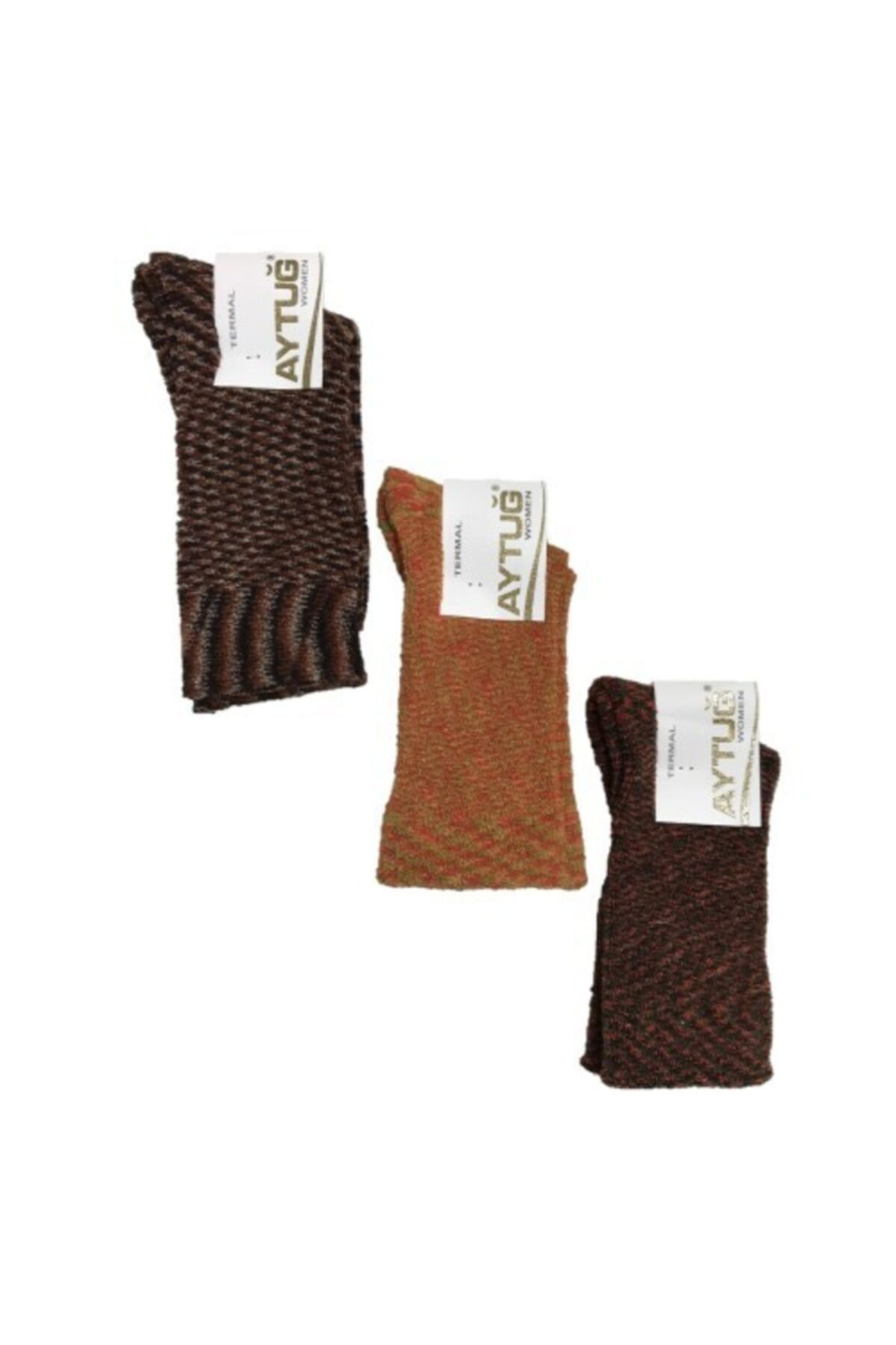Aytuğ Çorap Kadın Kahverengi Kışlık Termal Soket Çorap 3'Lü Paket
