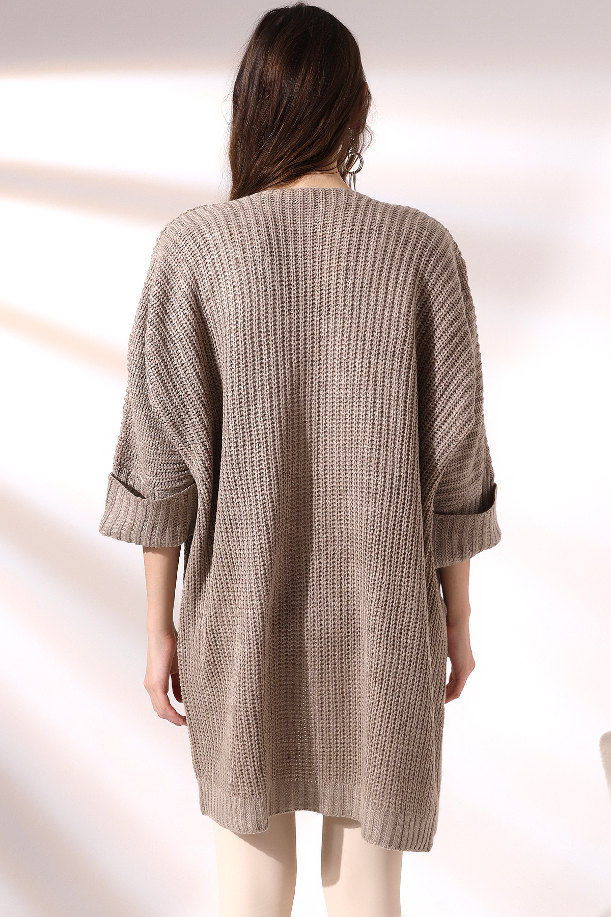 Dreamlike Kadın Antresit Oversize Model Uzun Cepli Triko Hırka