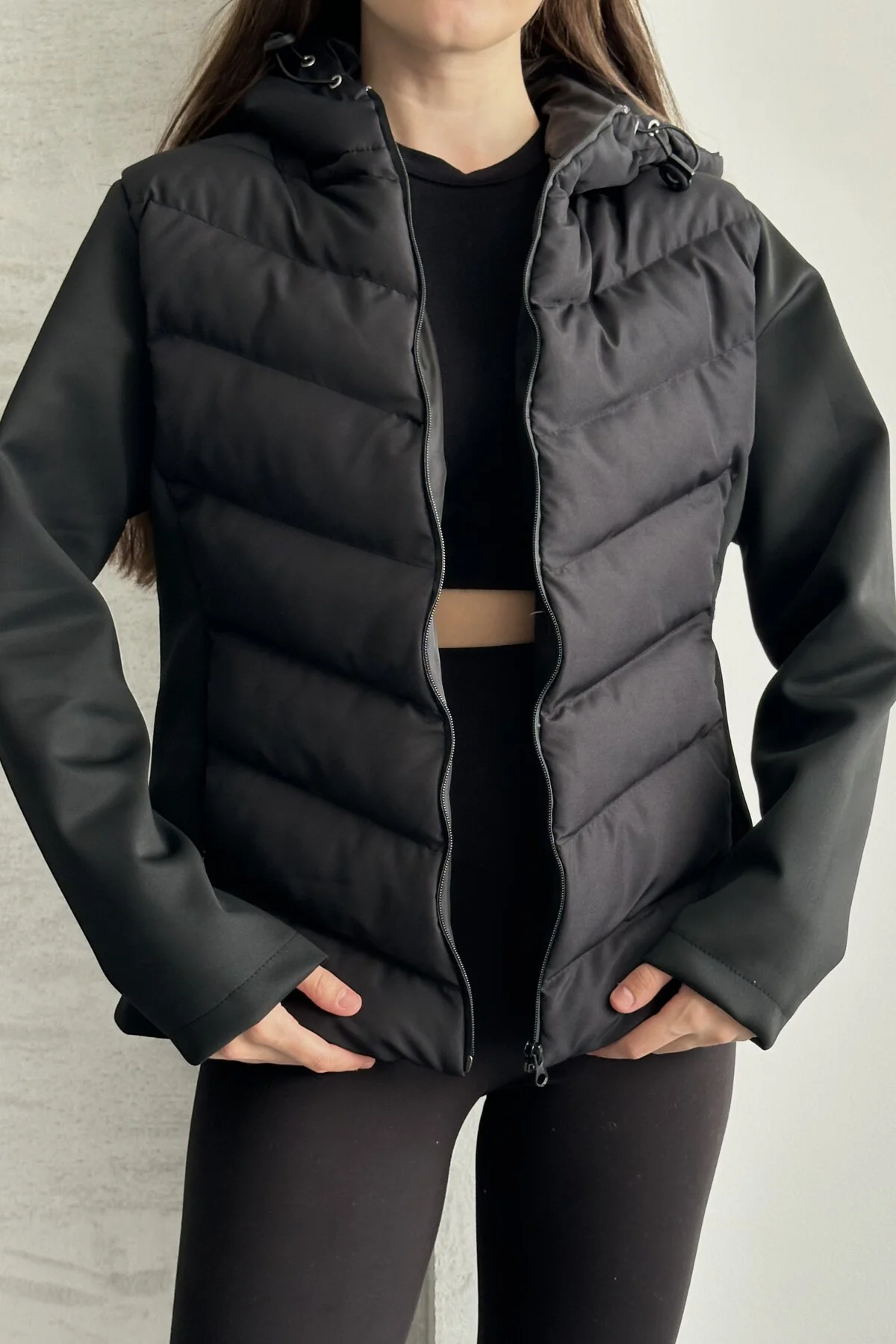 Kadın Kapüşonlu Şişme Mont - Kışlık Slim Fit Rüzgar Geçirmez Ferm