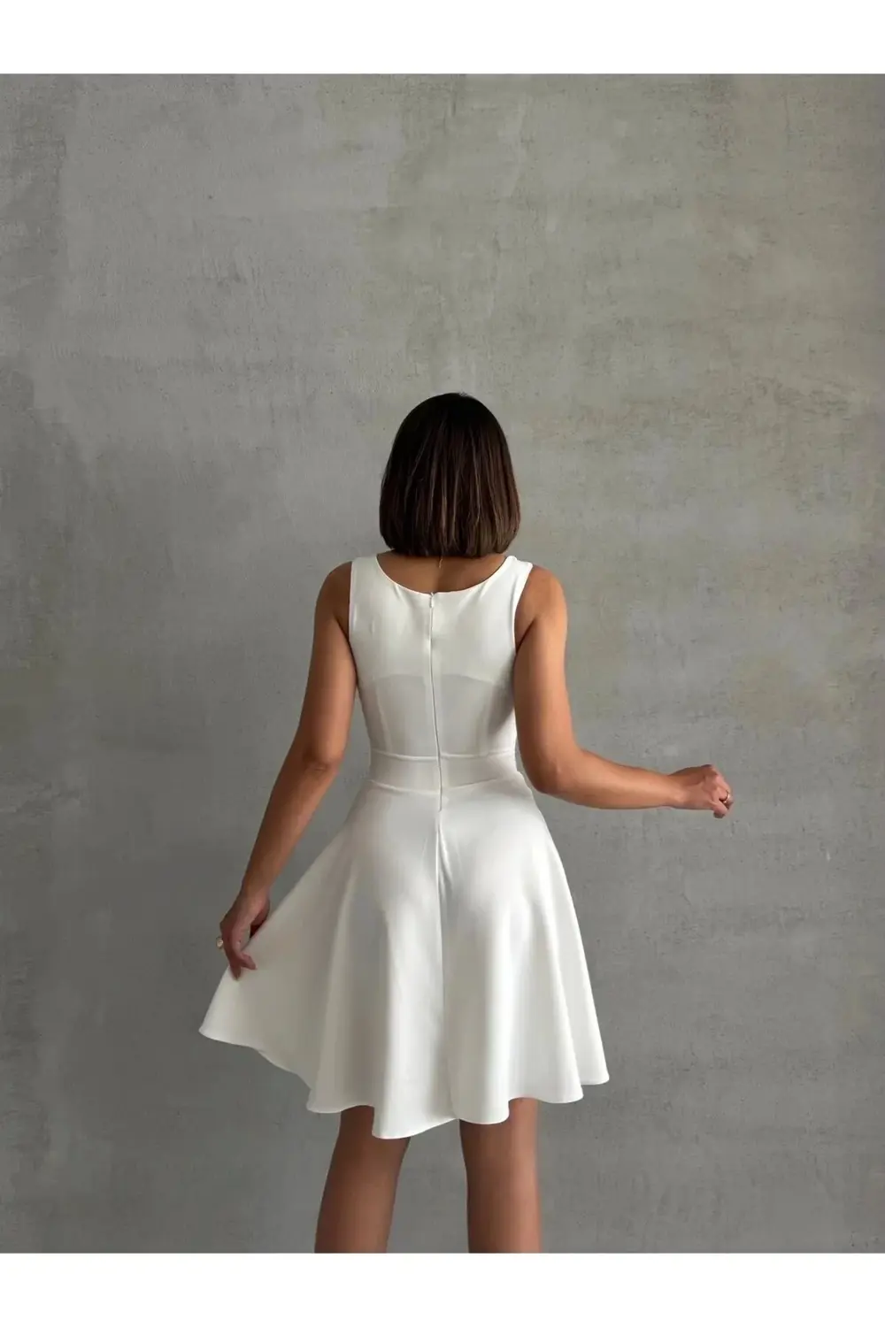 Kadın kare yaka kısa elbise s251188