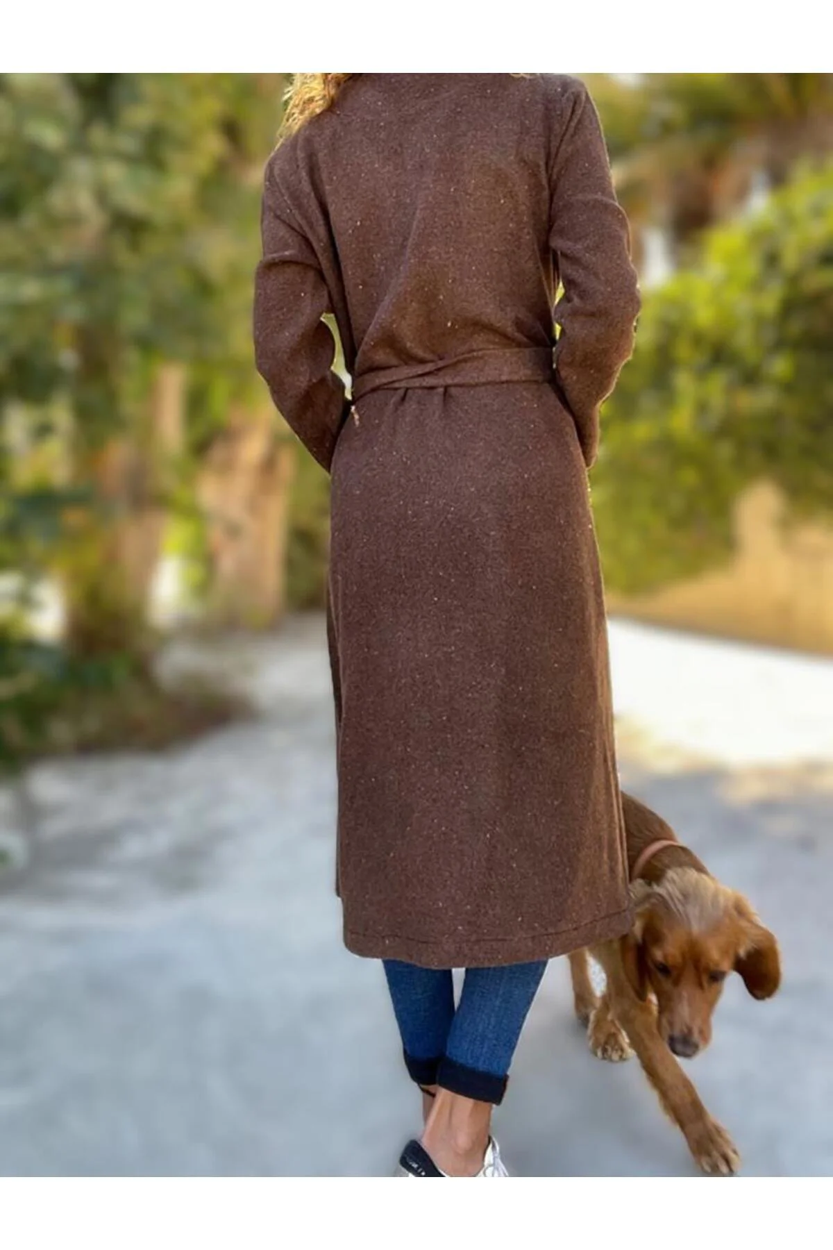 Kadın Kaşe Uzun Şal Yaka Palto Kaban – Cepli, Kuşaklı, Astarsız 7