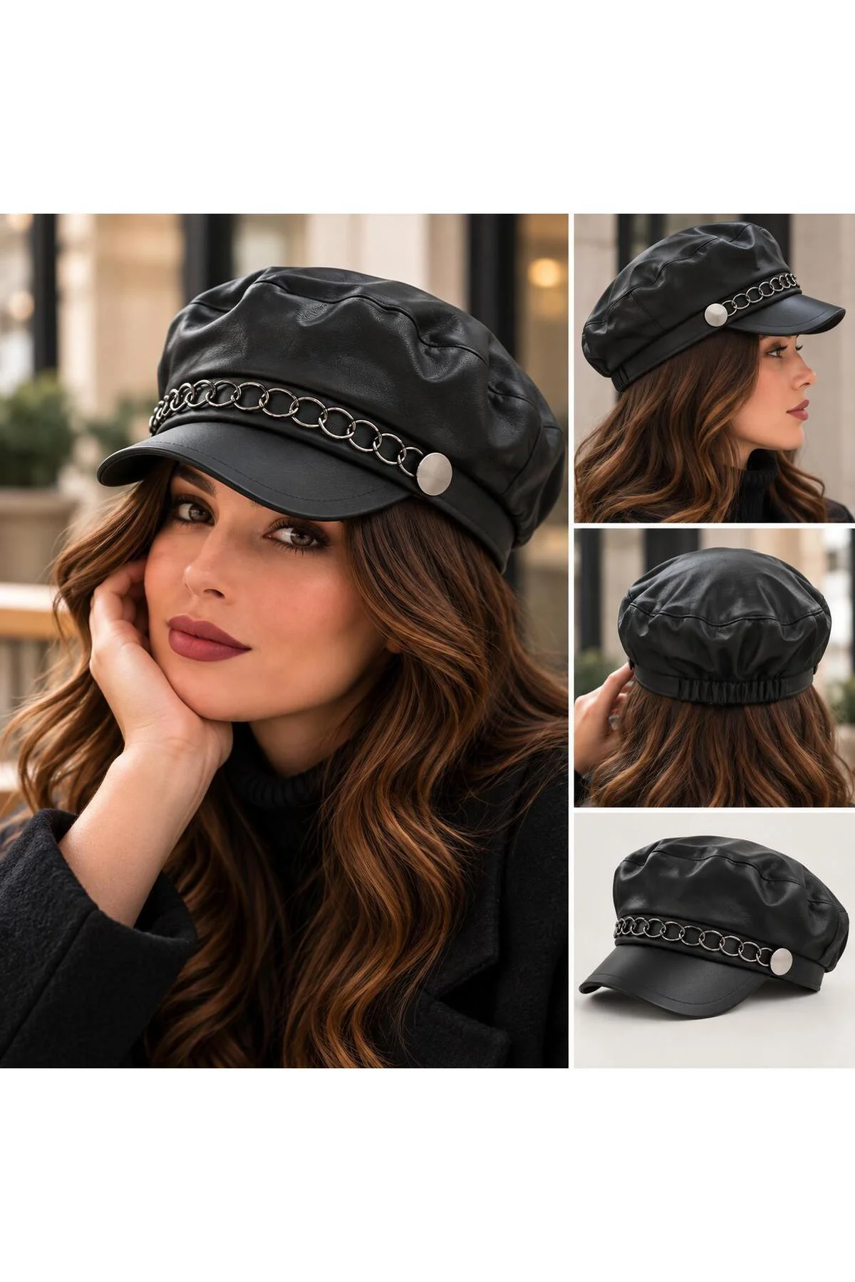 Kadın Kasket Şapka, Siperli Vintage Model Şık Günlük Sonbahar Kış Şapkası Kadın Kasket Şapka, Siperli Vintage Model Şık Günlük Sonbahar Kış Şapkası