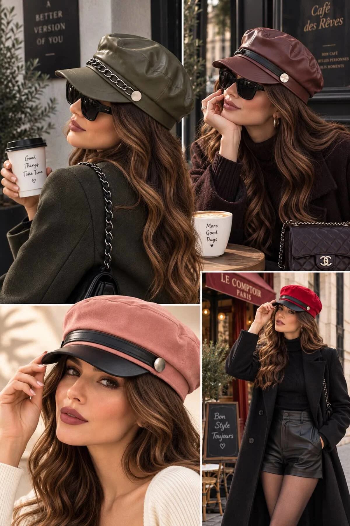 Kadın Kasket Şapka, Siperli Vintage Model Şık Günlük Sonbahar Kış Şapkası Kadın Kasket Şapka, Siperli Vintage Model Şık Günlük Sonbahar Kış Şapkası