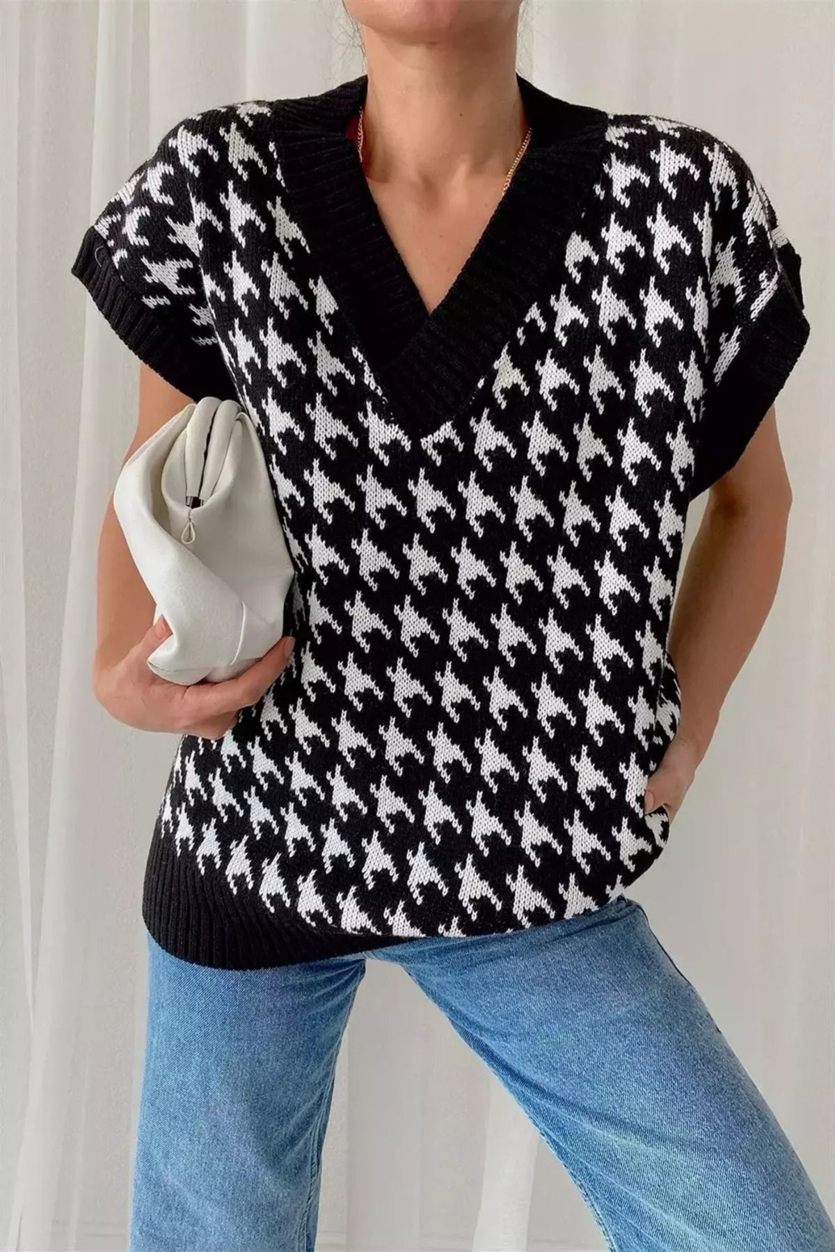 Kadın Kazaayağı Süveter