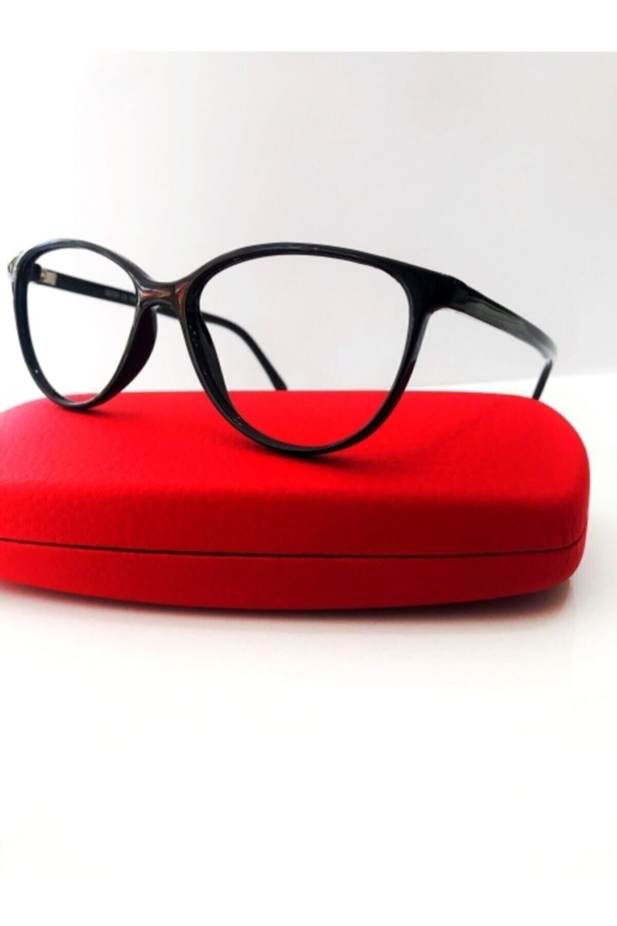 Kadın Kedi Modeli Siyah Değişebilir Camlı Kemik Gözlük Çerçevesi