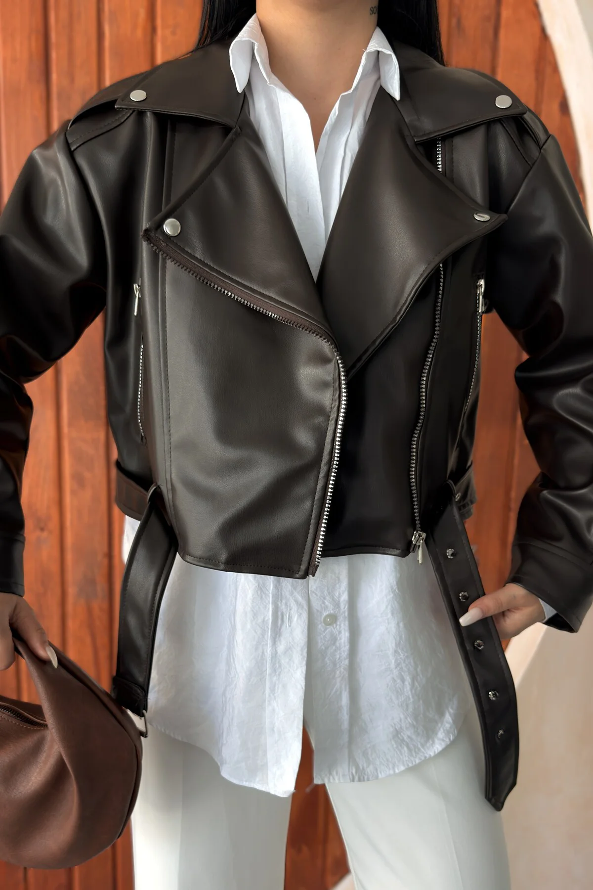 Kadın Kemerli Oversize Crop Deri Ceket | Yeni Sezon Biker Ceket Fiyatı, Yorumları ve Özellikleri