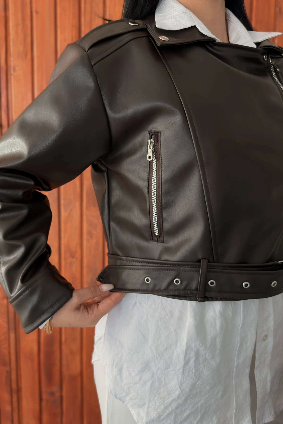Kadın Kemerli Oversize Crop Deri Ceket | Yeni Sezon Biker Ceket Fiyatı, Yorumları ve Özellikleri