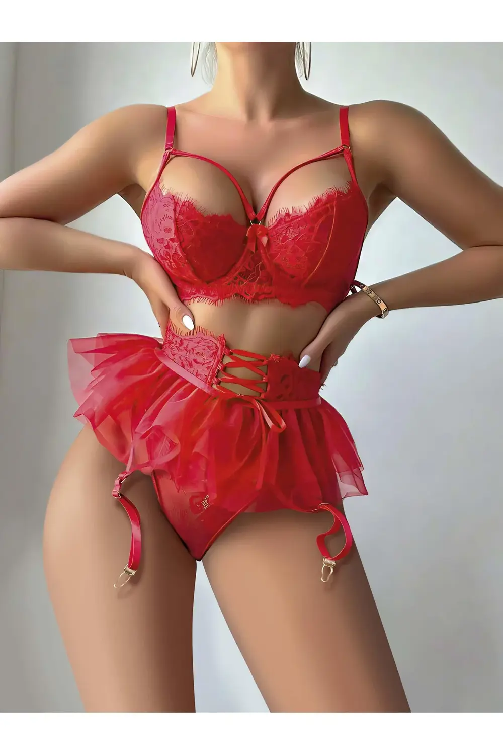 Kadın Kırmızı Etekli Fantezi Kostüm 2018