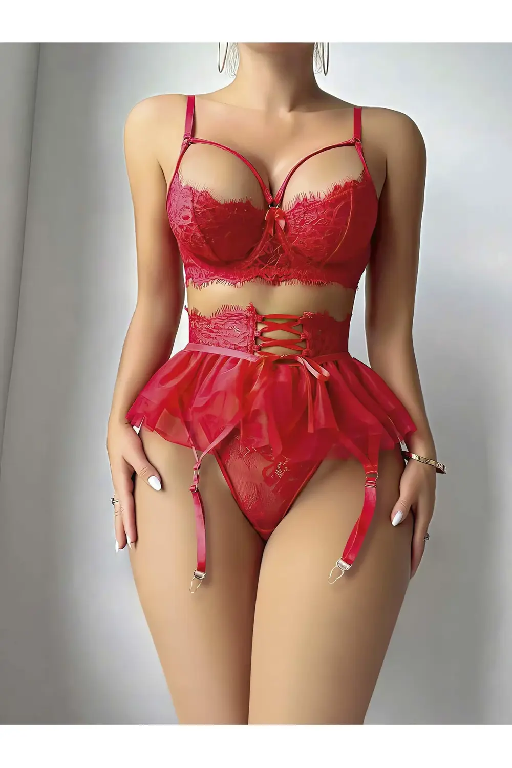 Kadın Kırmızı Etekli Fantezi Kostüm 2018