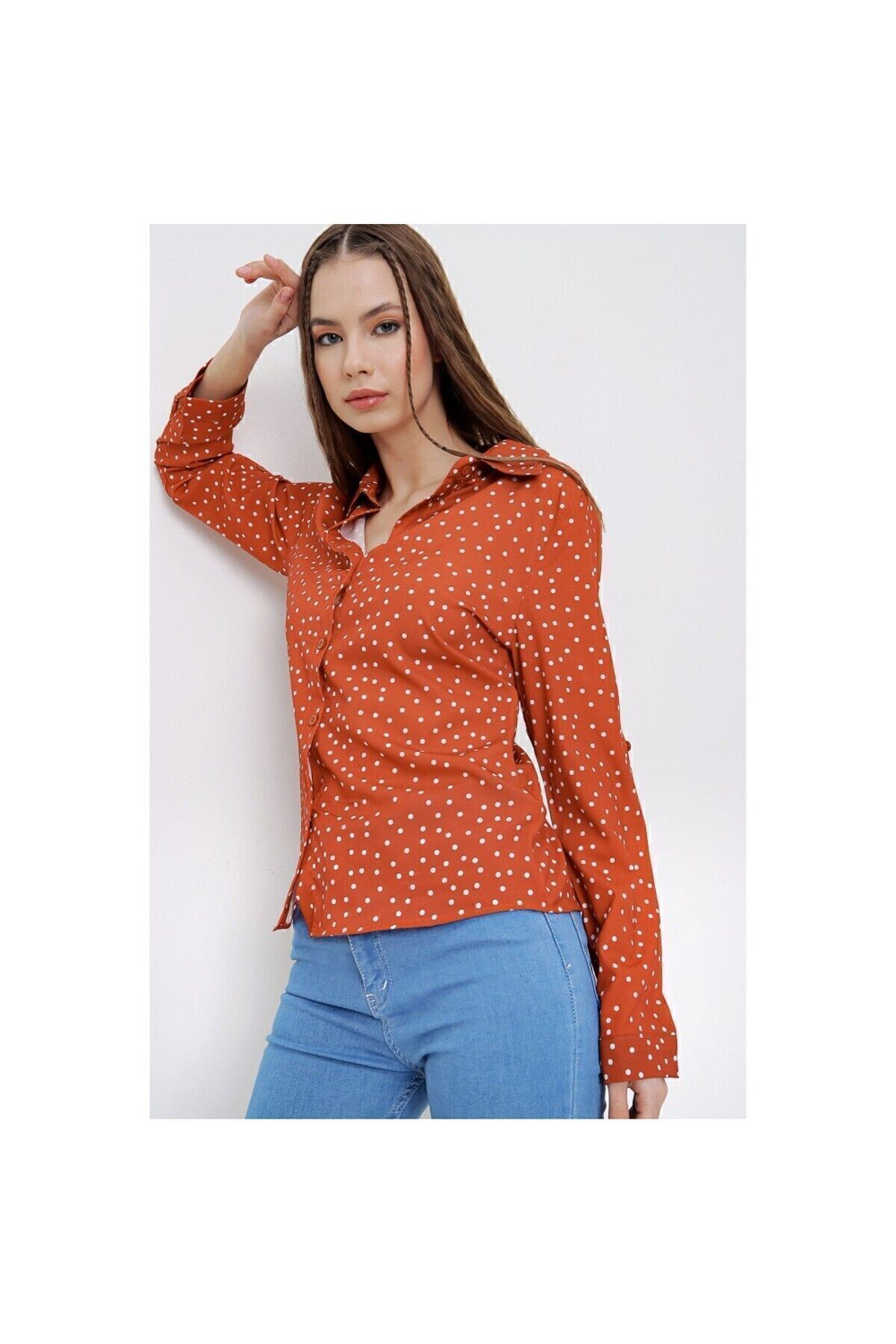 Yıldızistan Kadın Kırmızı Uzun Kollu Gömlek 700-2711200