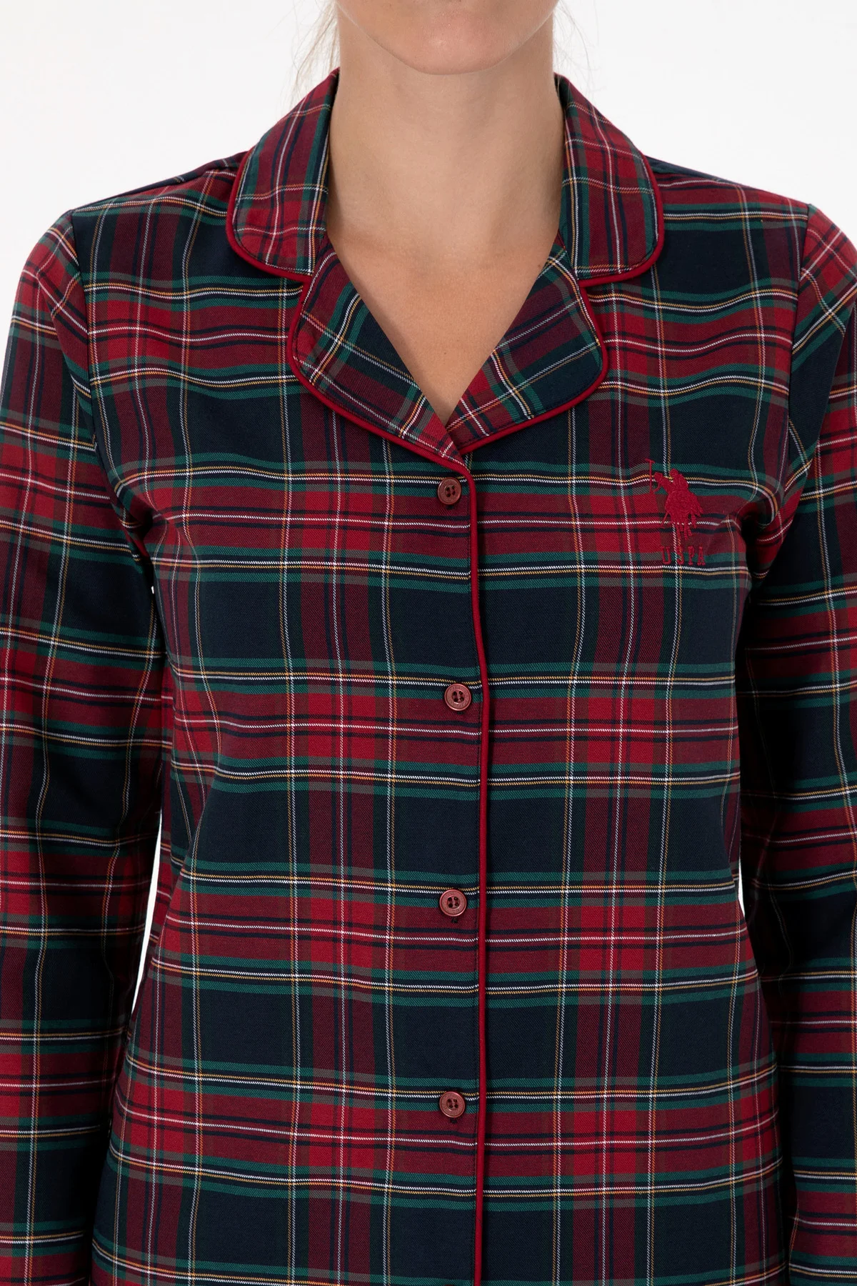 Kadın Kırmızı Yılbaşı Temalı Pijama Takımı 50318817-VR030