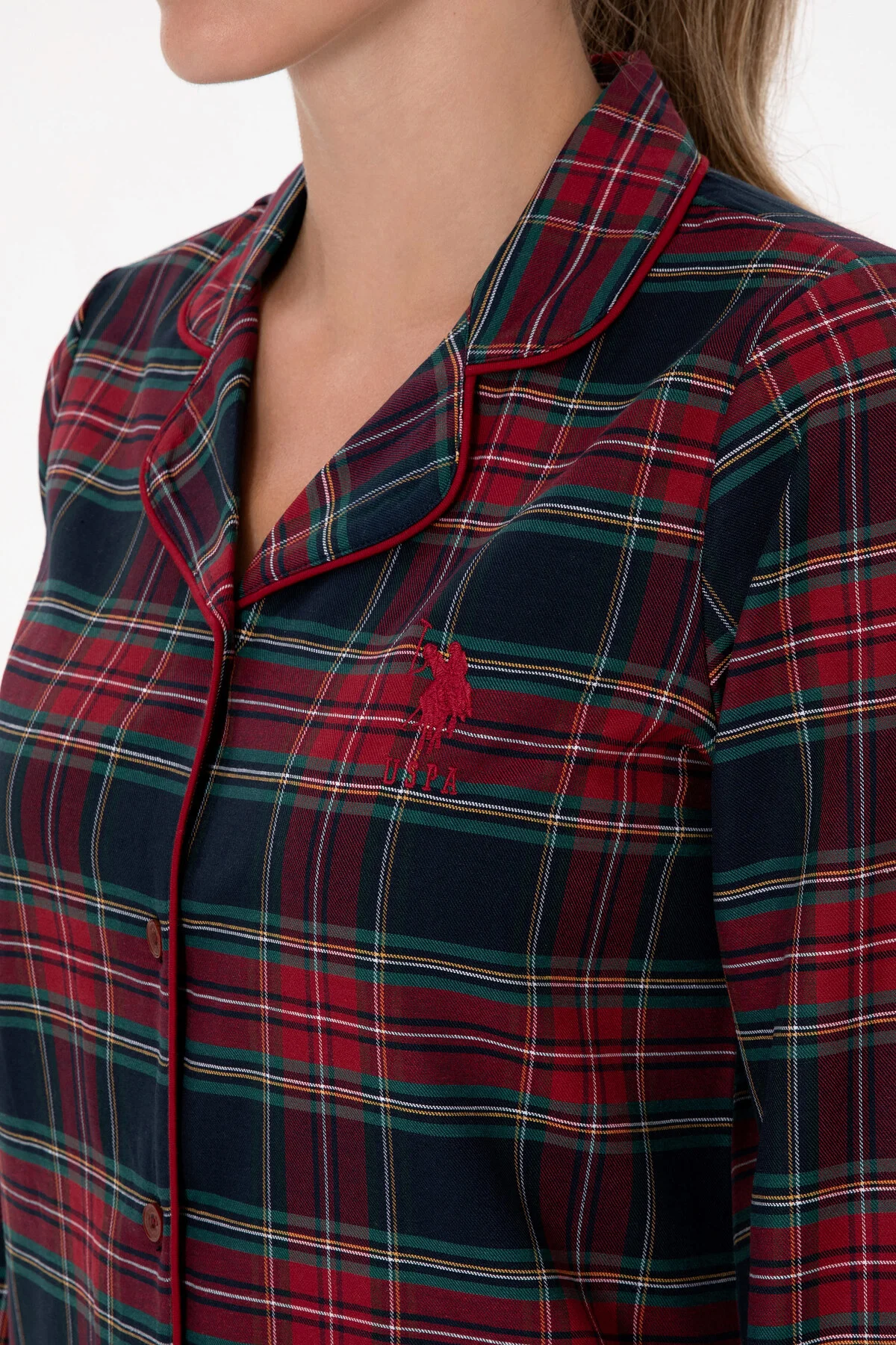 Kadın Kırmızı Yılbaşı Temalı Pijama Takımı 50318817-VR030