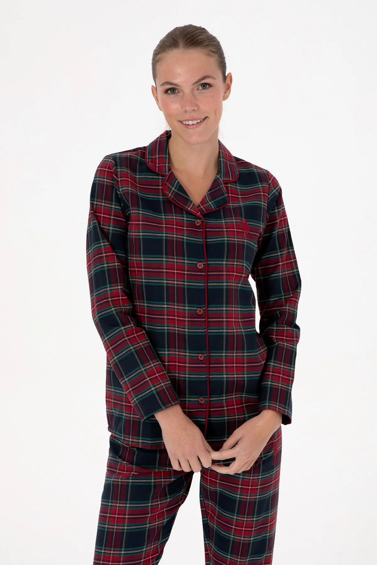 Kadın Kırmızı Yılbaşı Temalı Pijama Takımı 50318817-VR030