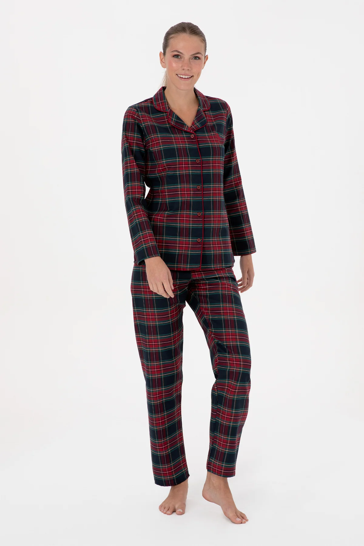 Kadın Kırmızı Yılbaşı Temalı Pijama Takımı 50318817-VR030