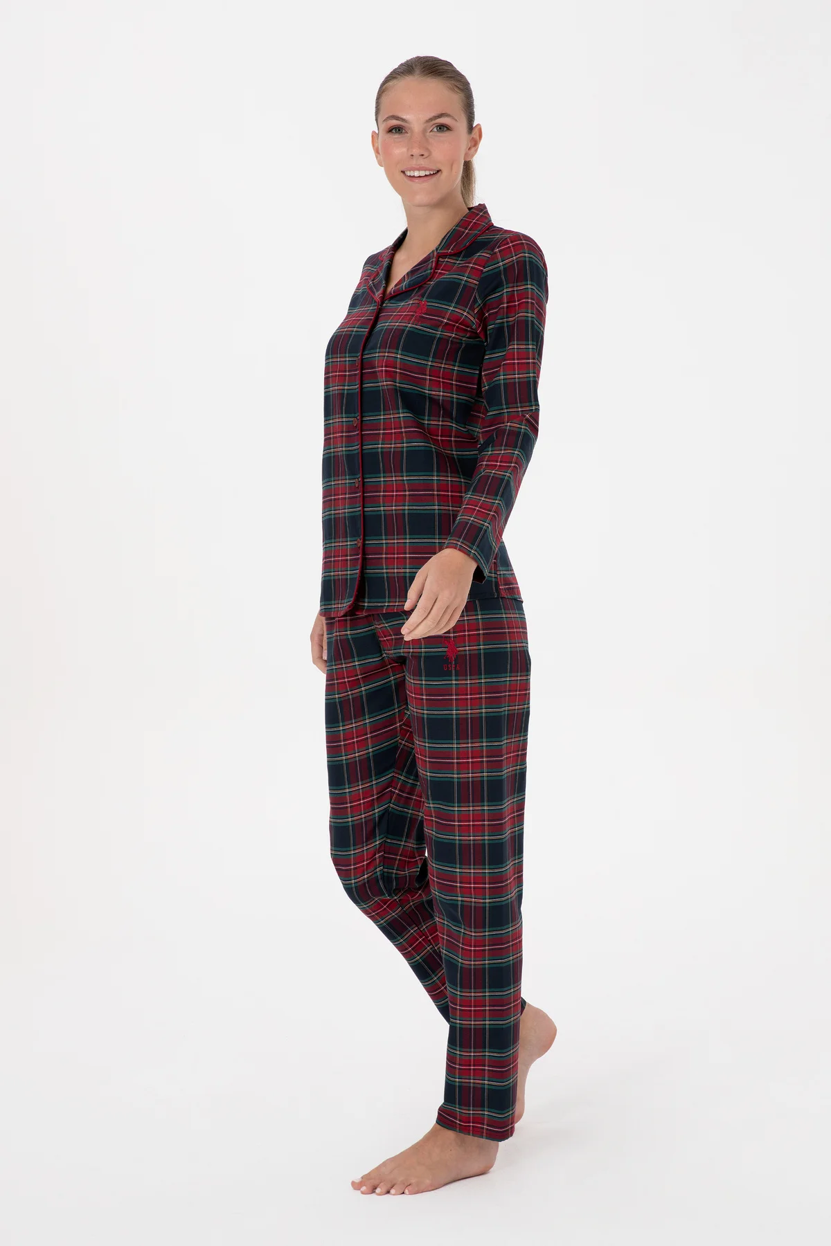 Kadın Kırmızı Yılbaşı Temalı Pijama Takımı 50318817-VR030