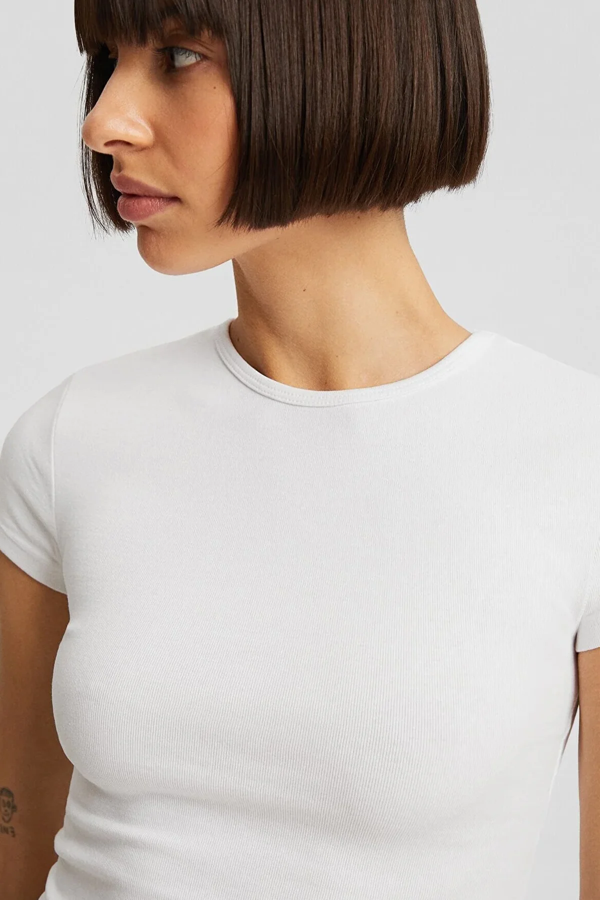 Kadın Kısa Kollu Bisiklet Yaka T-Shirt