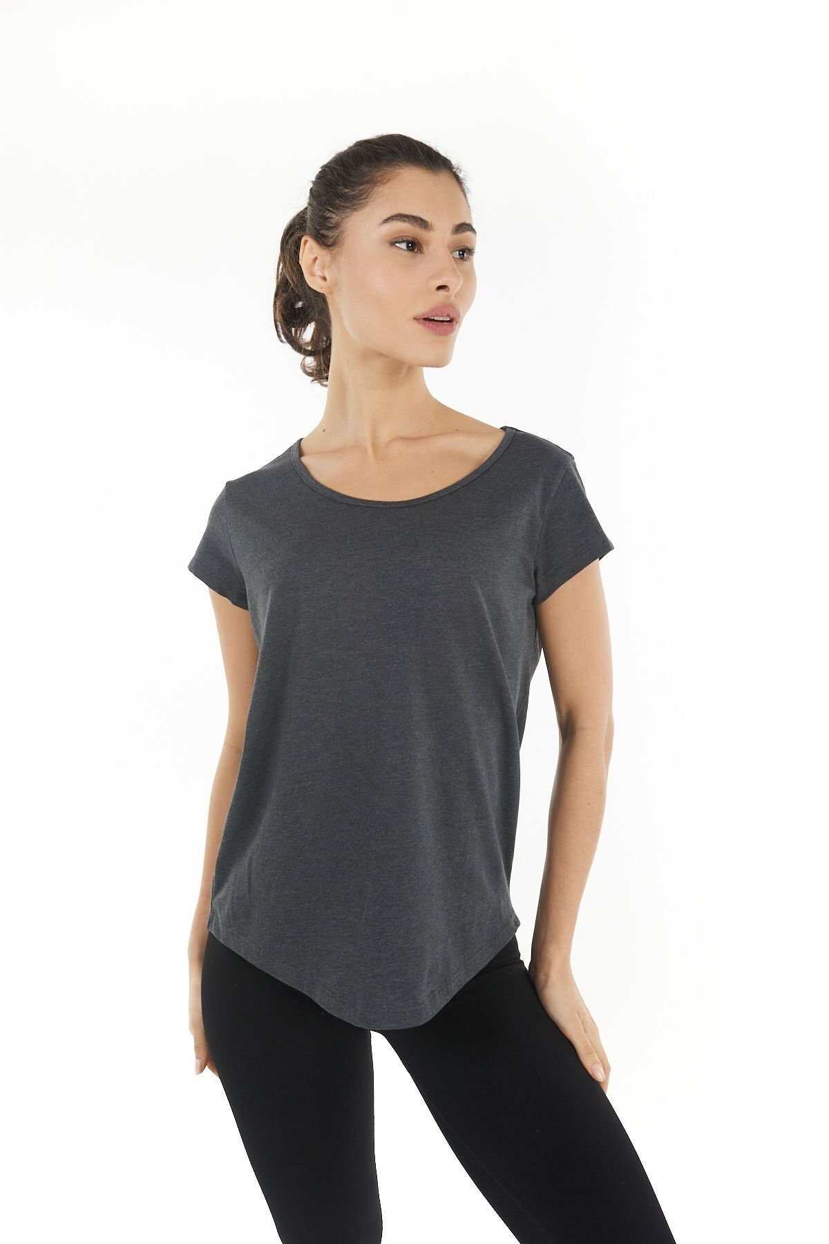 Kadın Kayık Yaka Kısa Kollu Regular Fit Basic Tişört Beyaz