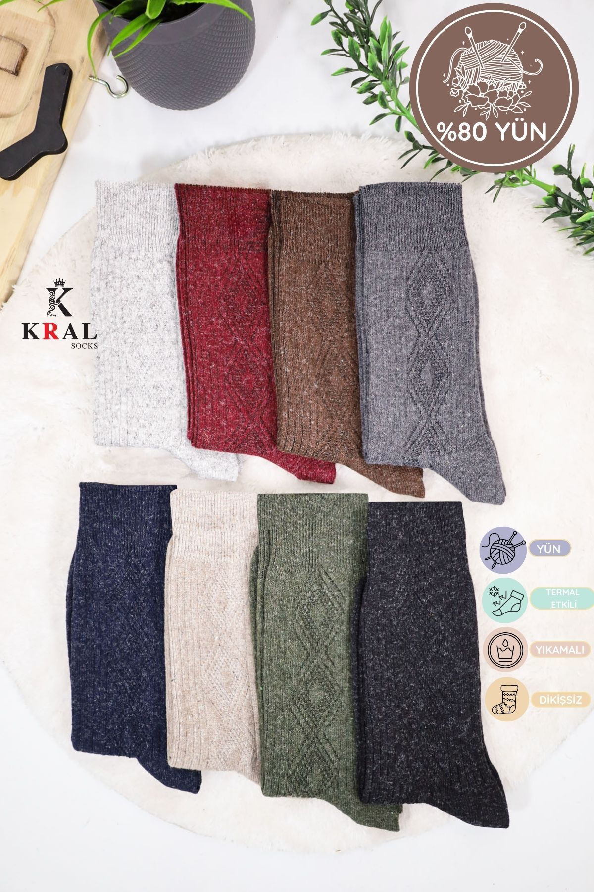 Kral Socks Kadin Kişlik Termal Etkili (5 Çift) Çorap Lambswool Yünlü (36-40 