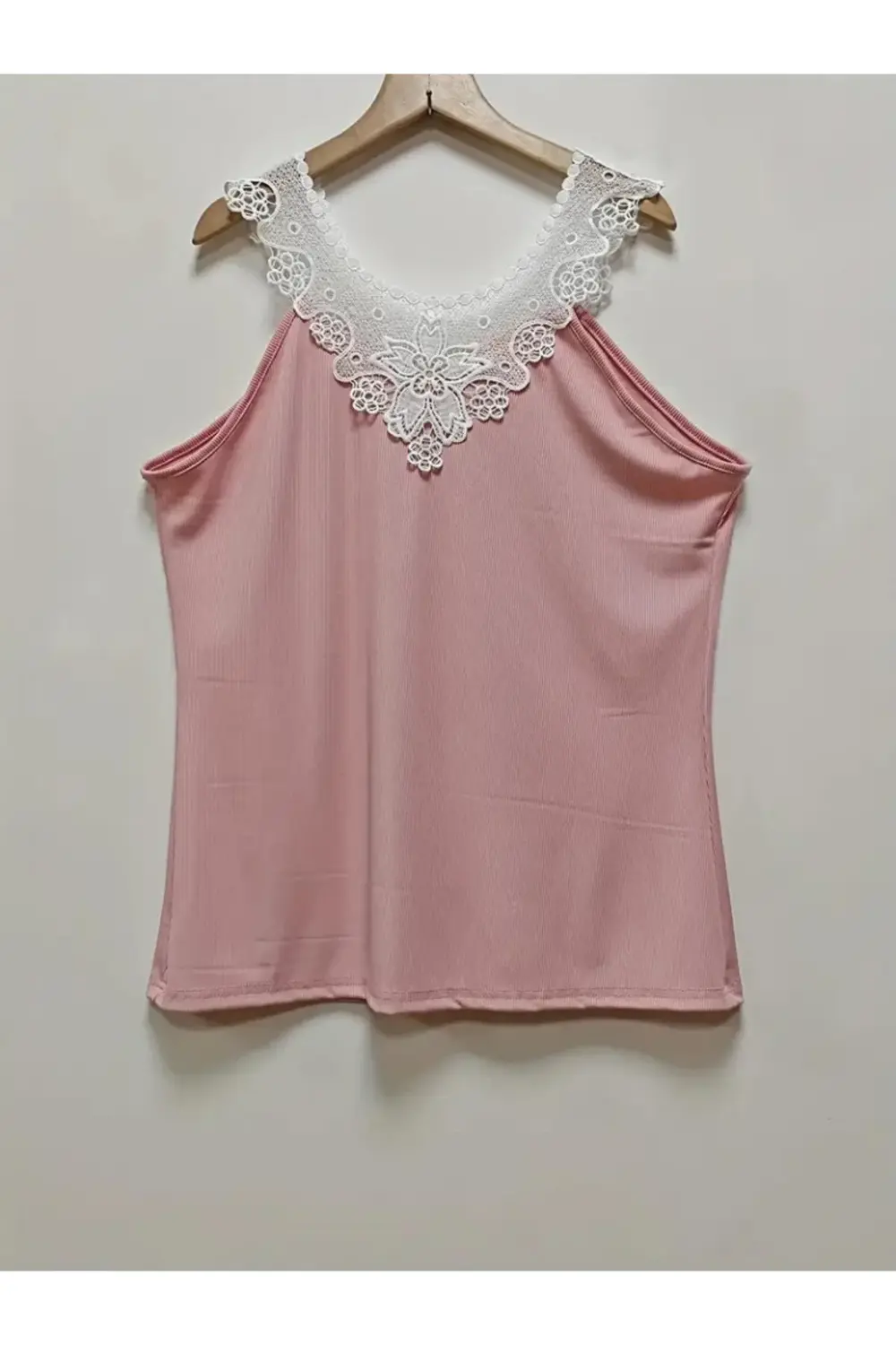 Kadın Kolsuz Dantel Yaka Kaşkorse Bluz