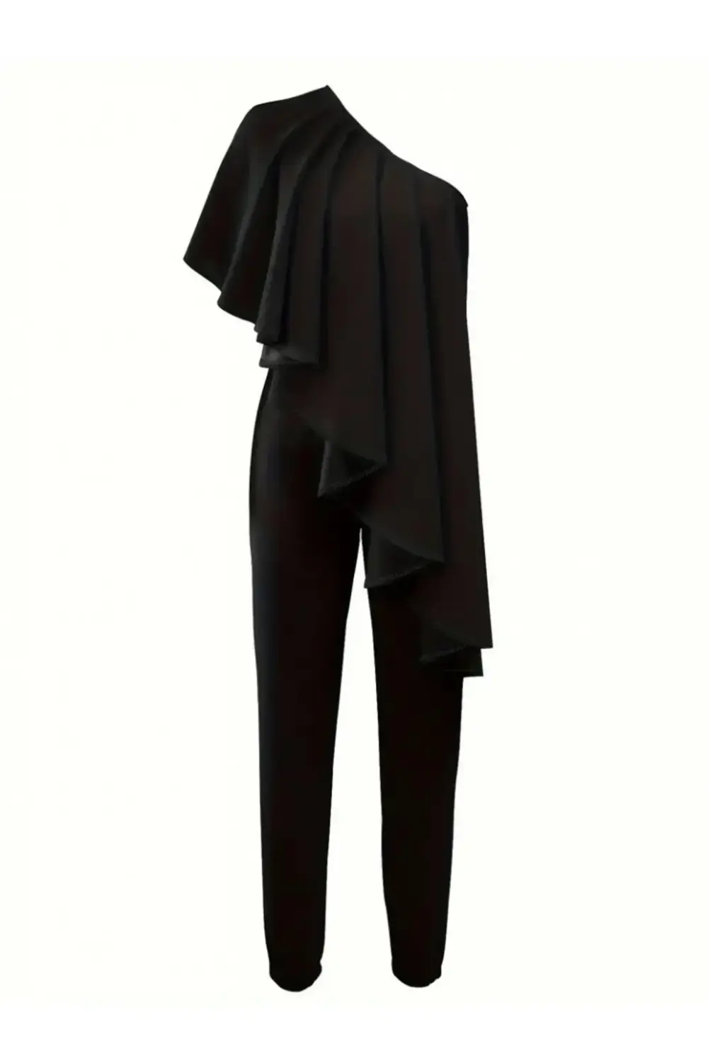 Kadın Kolsuz Tek Omuzu Açık önünde Volan Detay Sandy Tulum