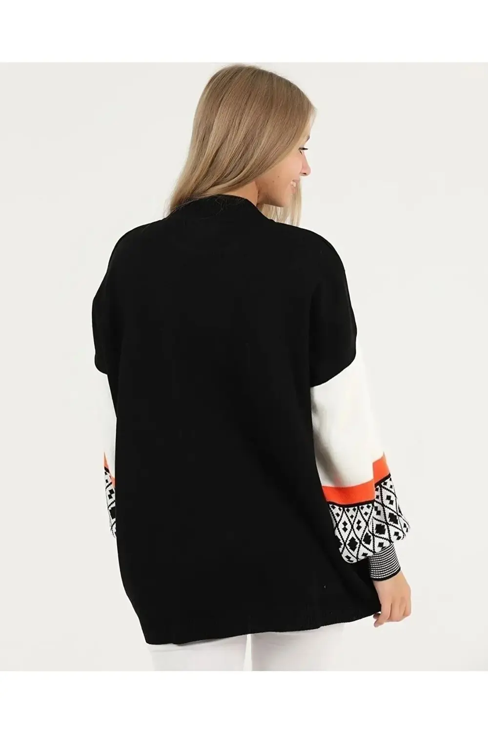 Kadın Kolu Etnik Desen Triko Kazak