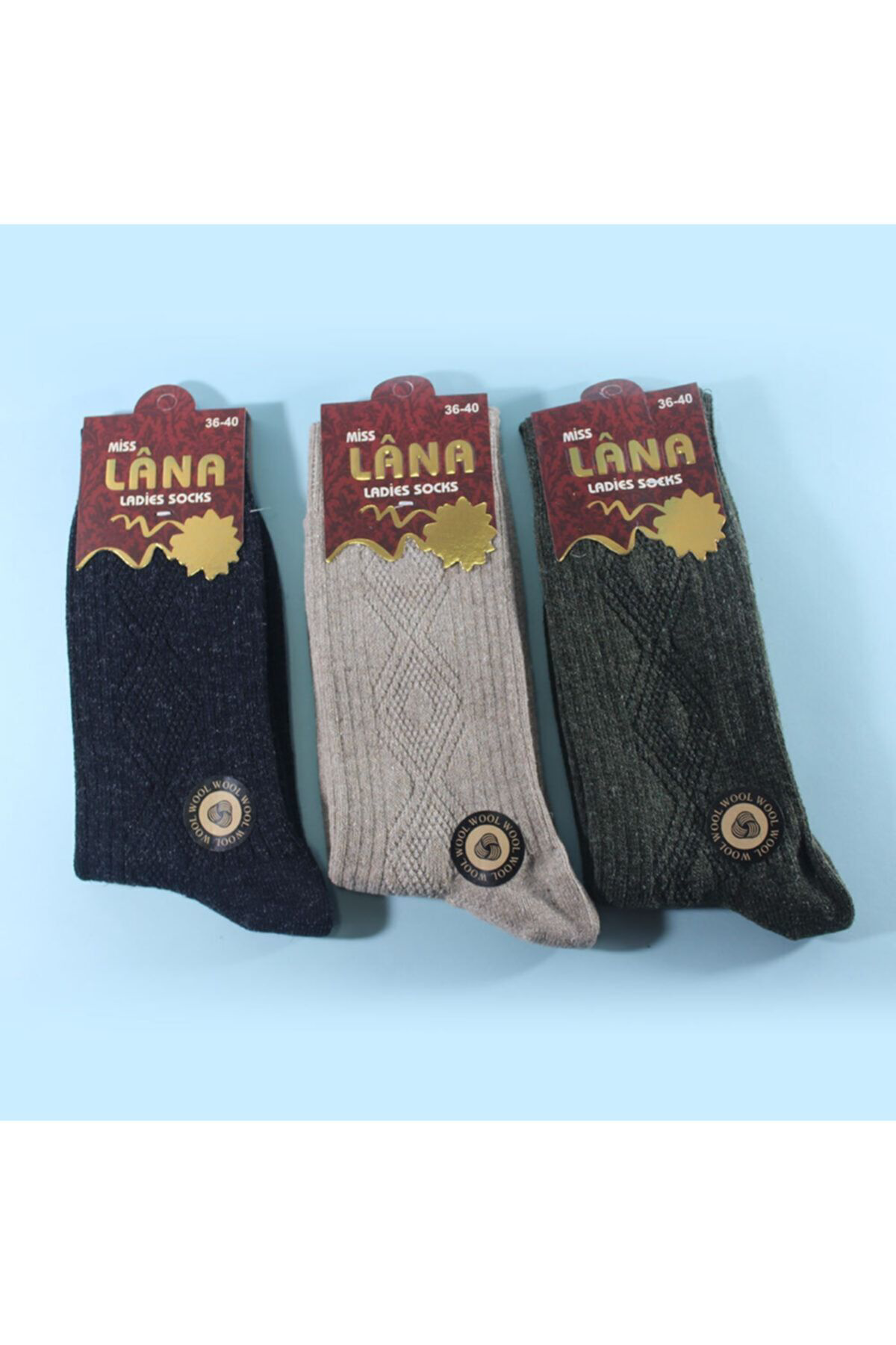 Kadın Koyun Yünü Lambswool Kışlık 3'lü Set Çorap Kadın Koyun Yünü Lambswool Kışlık 3'lü Set Çorap
