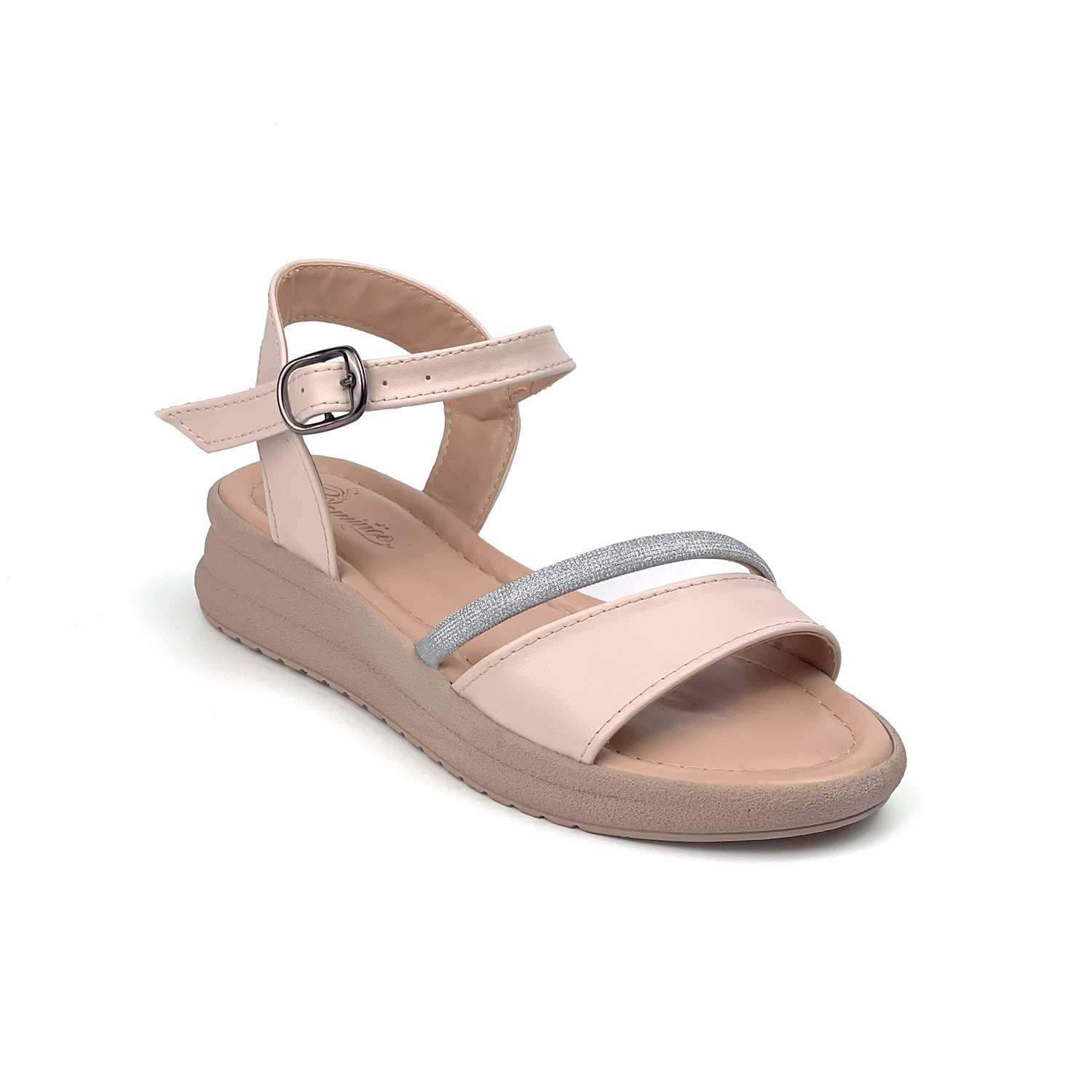 Kajila Kadın Krem Taşlı Dolgu Topuklu Sandalet 3 Cm Günlük Rahat