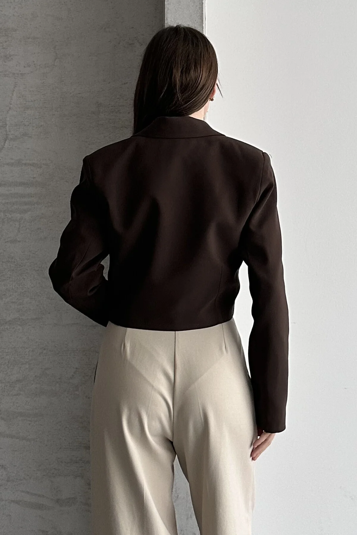 Kadın Kruvaze Crop Blazer Ceket