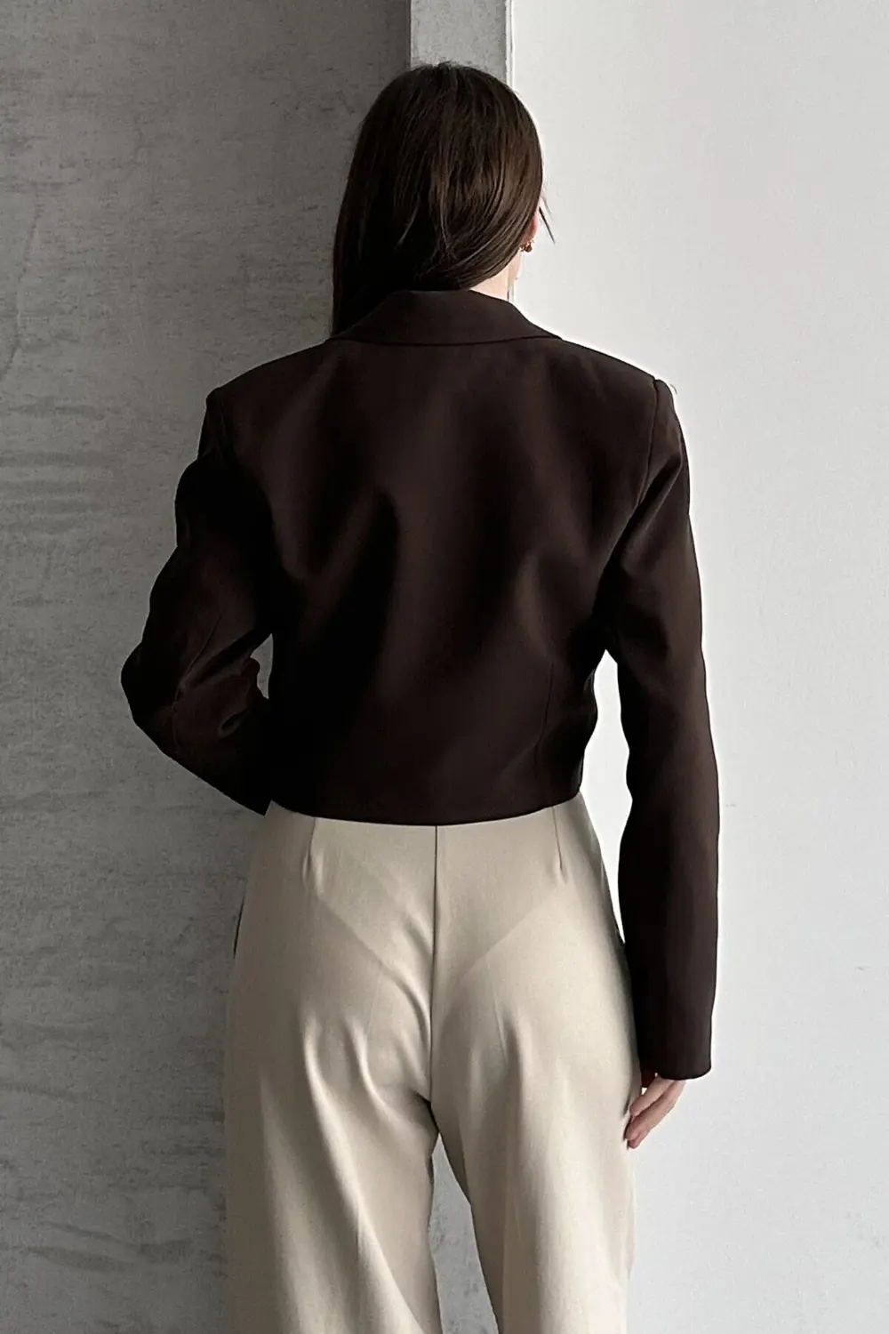 Kadın Kruvaze Crop Blazer Ceket