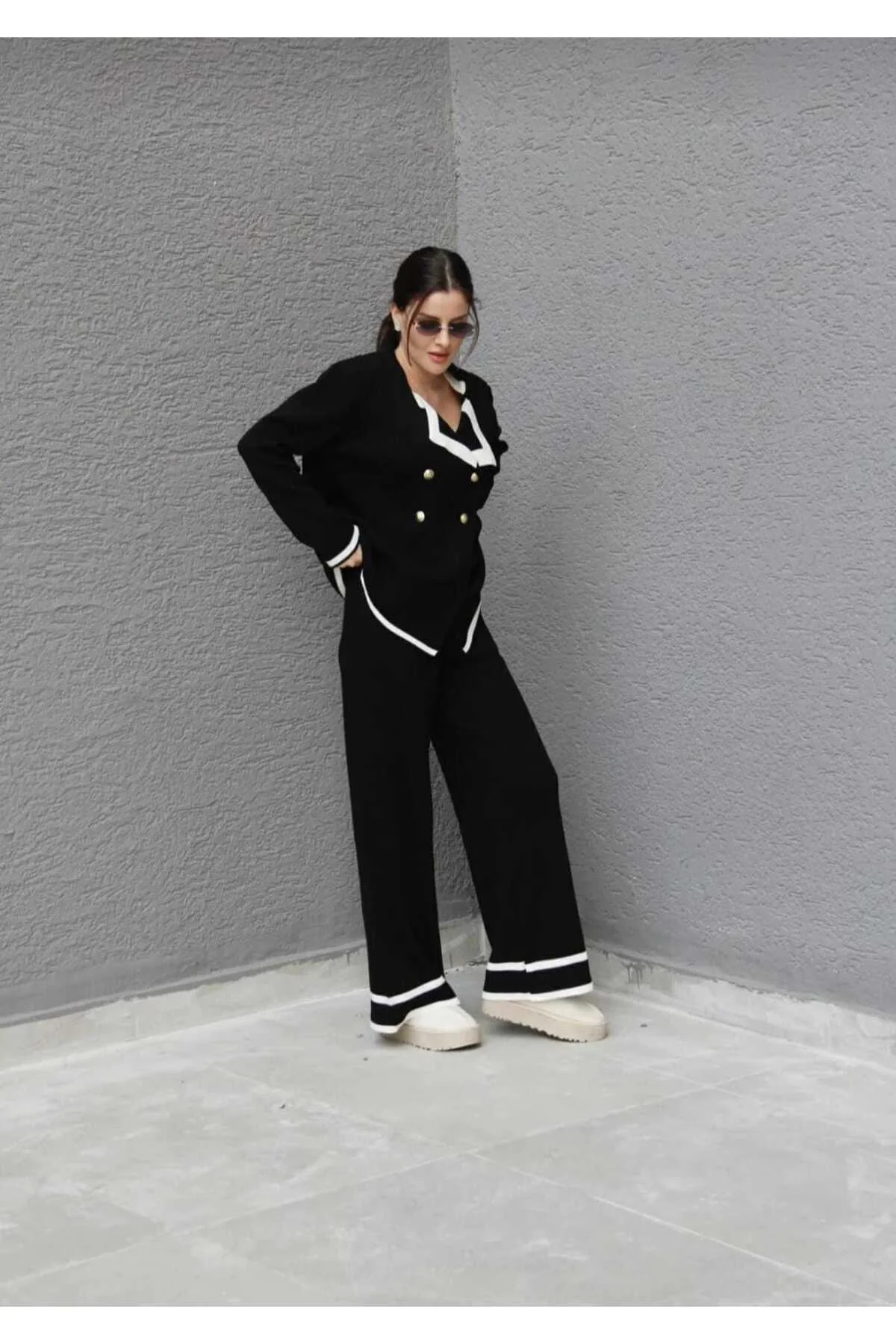 Kadın Kruvaze Model Triko Takım Kadın Kruvaze Model Triko Takım