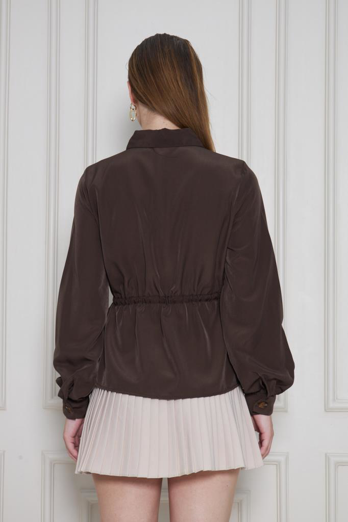 Pasaklı Giyim Kadın Haki Kupra Kumaş Uzun Kollu Beli Büzgülü Bluz/Gömlek 373830 Pasaklı Giyim Kadın Haki Kupra Kumaş Uzun Kollu Beli Büzgülü Bluz/Gömlek 373830