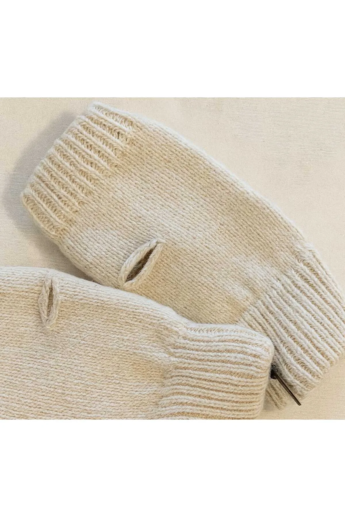 Kadın Kürk Detaylı Kesik Parmaksız Yumuşak Dokulu Kışlık Model Faux Soft Peluş Eldiven Ekru Bej