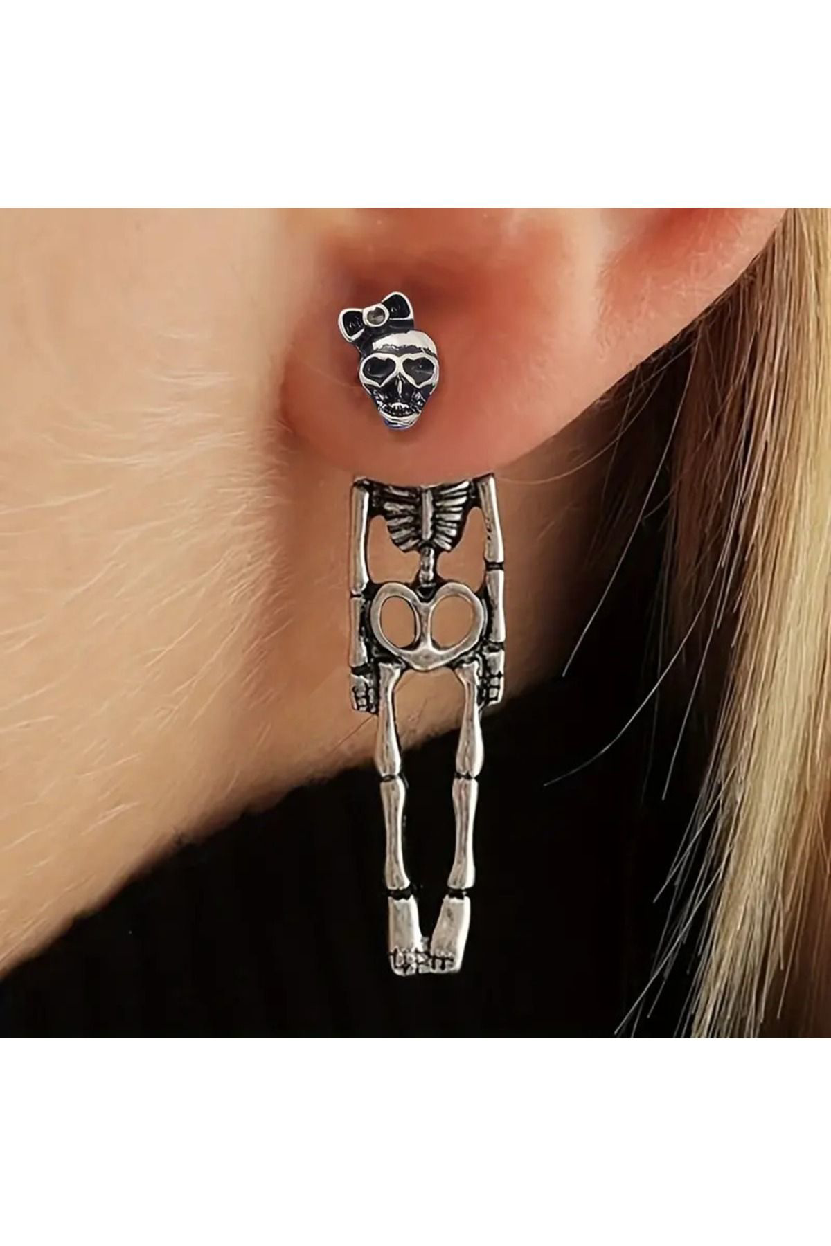Kadın Kurukafa Gotik Küpe 4,5 cm