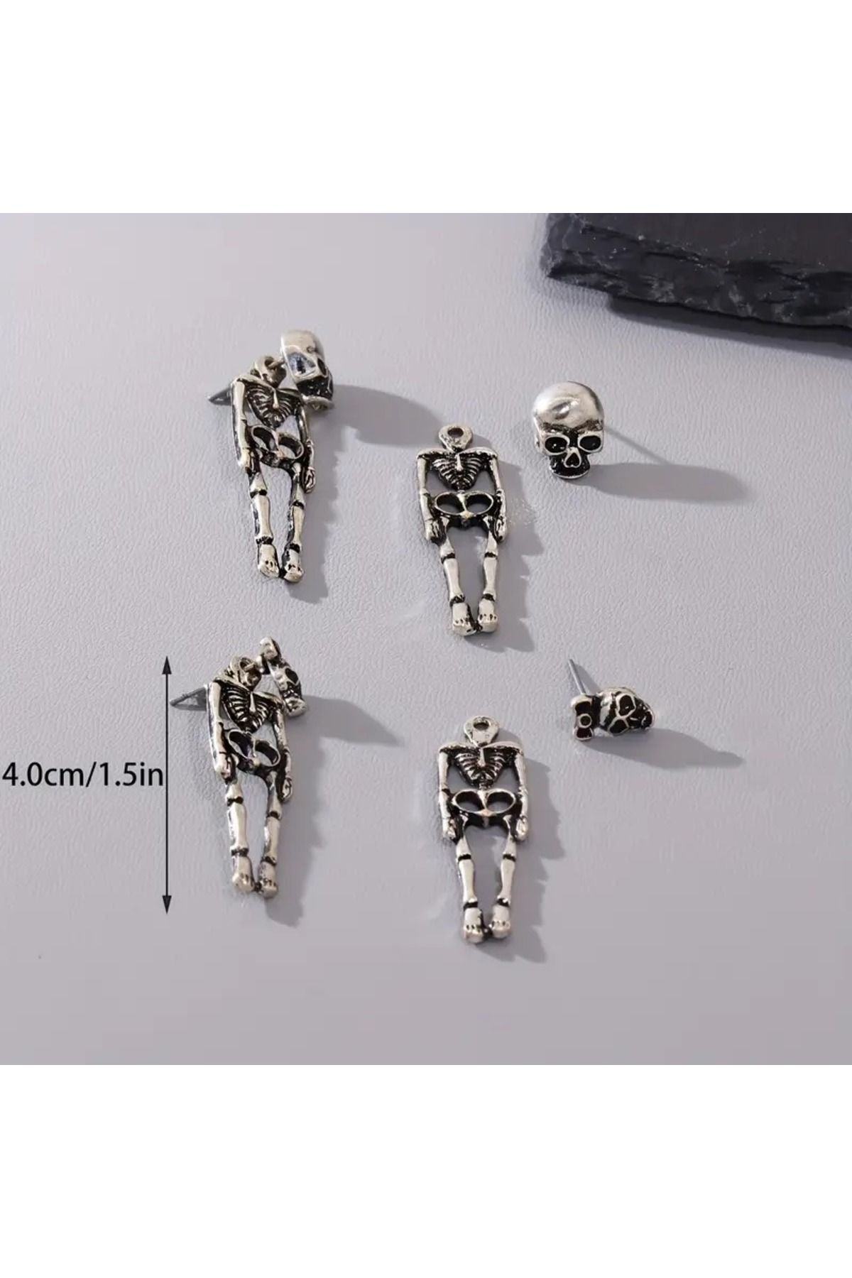 Kadın Kurukafa Gotik Küpe 4,5 cm