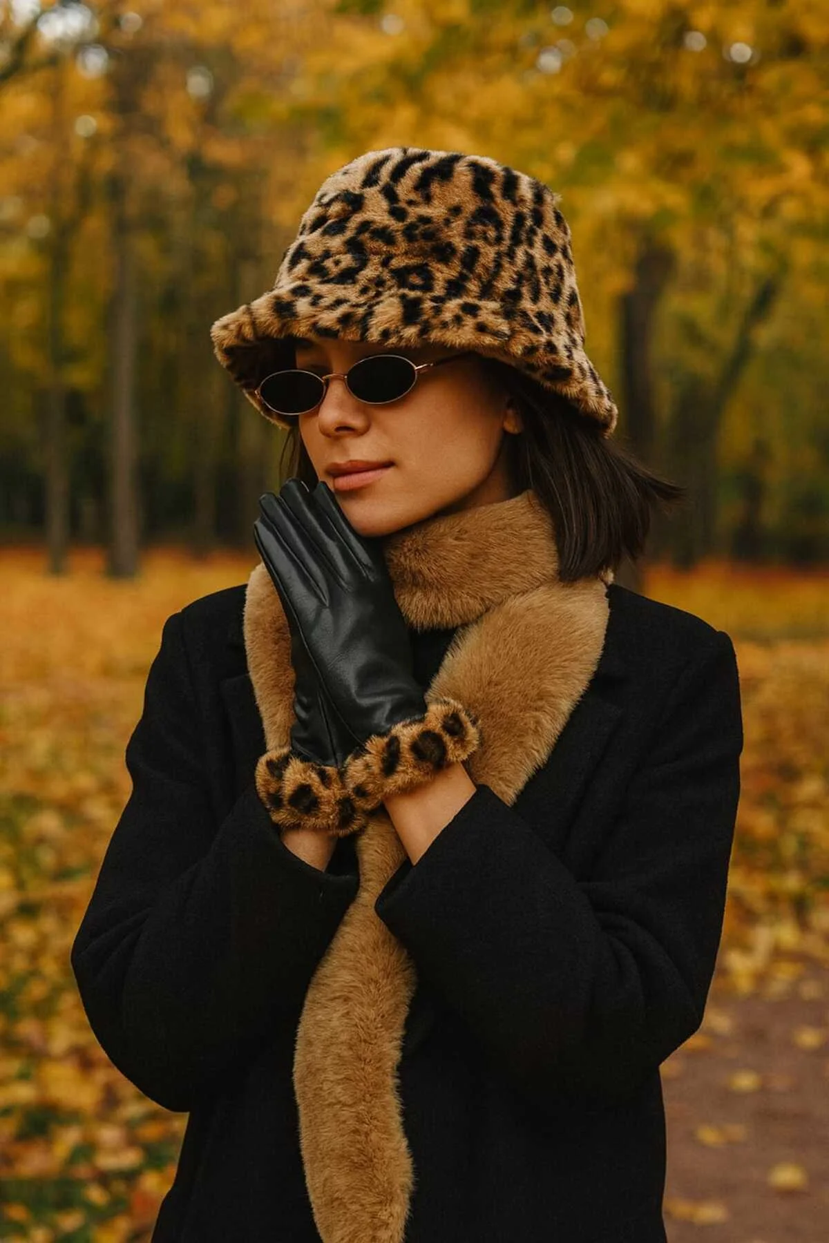 Kadın Leopar Desenli Suni Kürk Bucket Şapka Lüks Dokulu Yumuşak Kış Modeli modern Kadın Leopar Desenli Suni Kürk Bucket Şapka Lüks Dokulu Yumuşak Kış Modeli modern