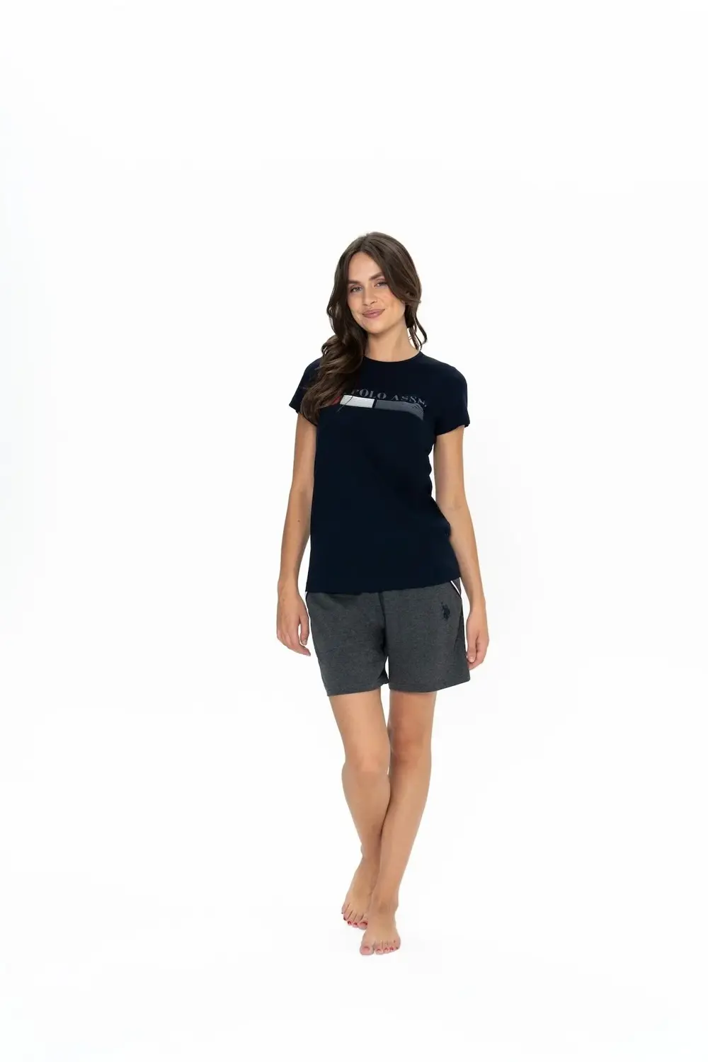 Kadın, Lisanslı, USPA, (Lacivert), Kısa Kollu, Şort Takım