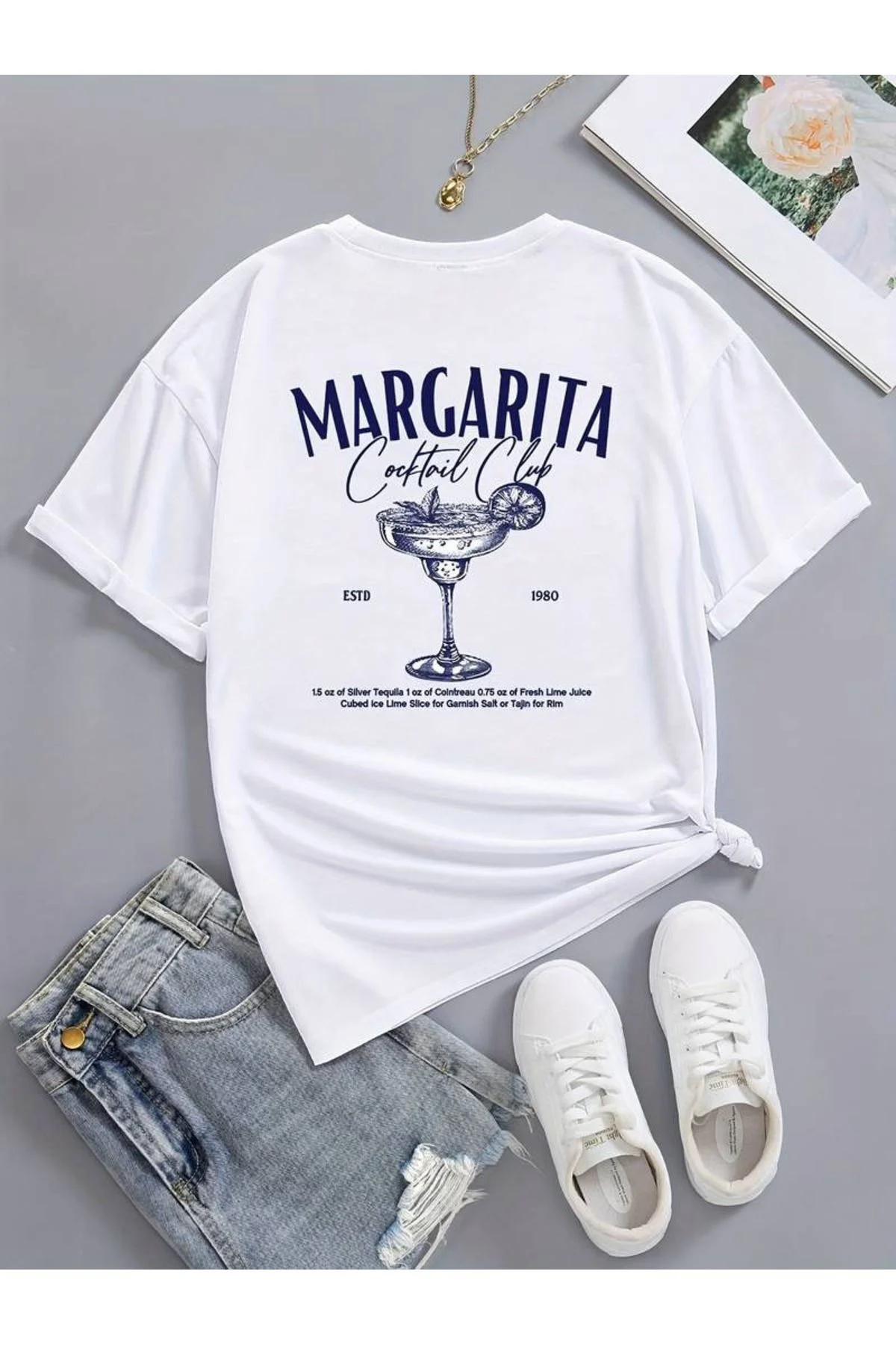 Kadın Margarita Baskılı Oversize Bisiklet Yaka T-shirt Fiyatı, Yorumları ve Özellikleri